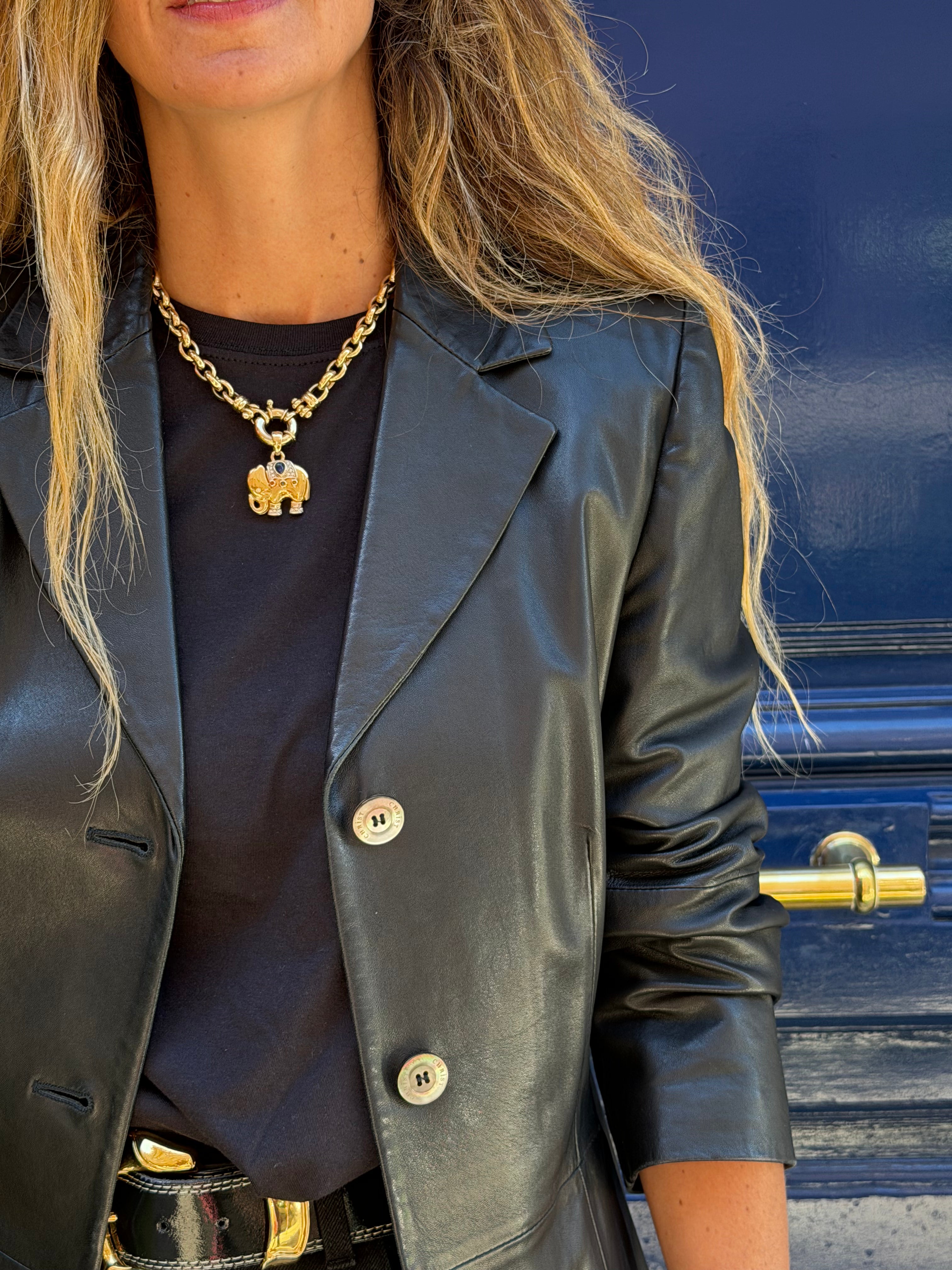 Veste Christ en cuir d’agneau noire