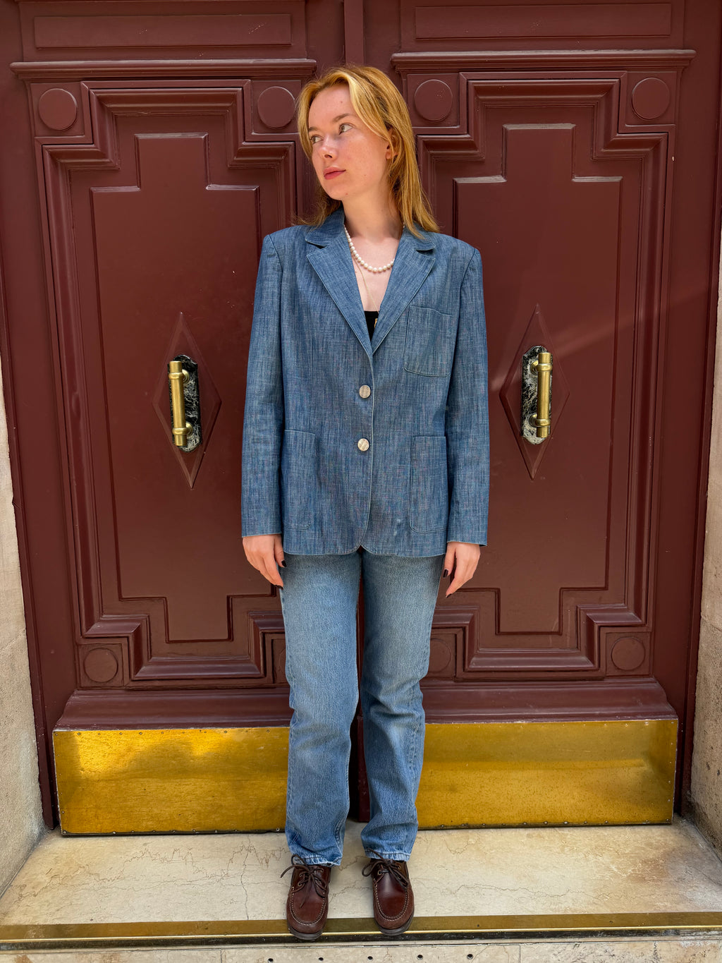Blazer en jean JH Farmel à poches plaquées