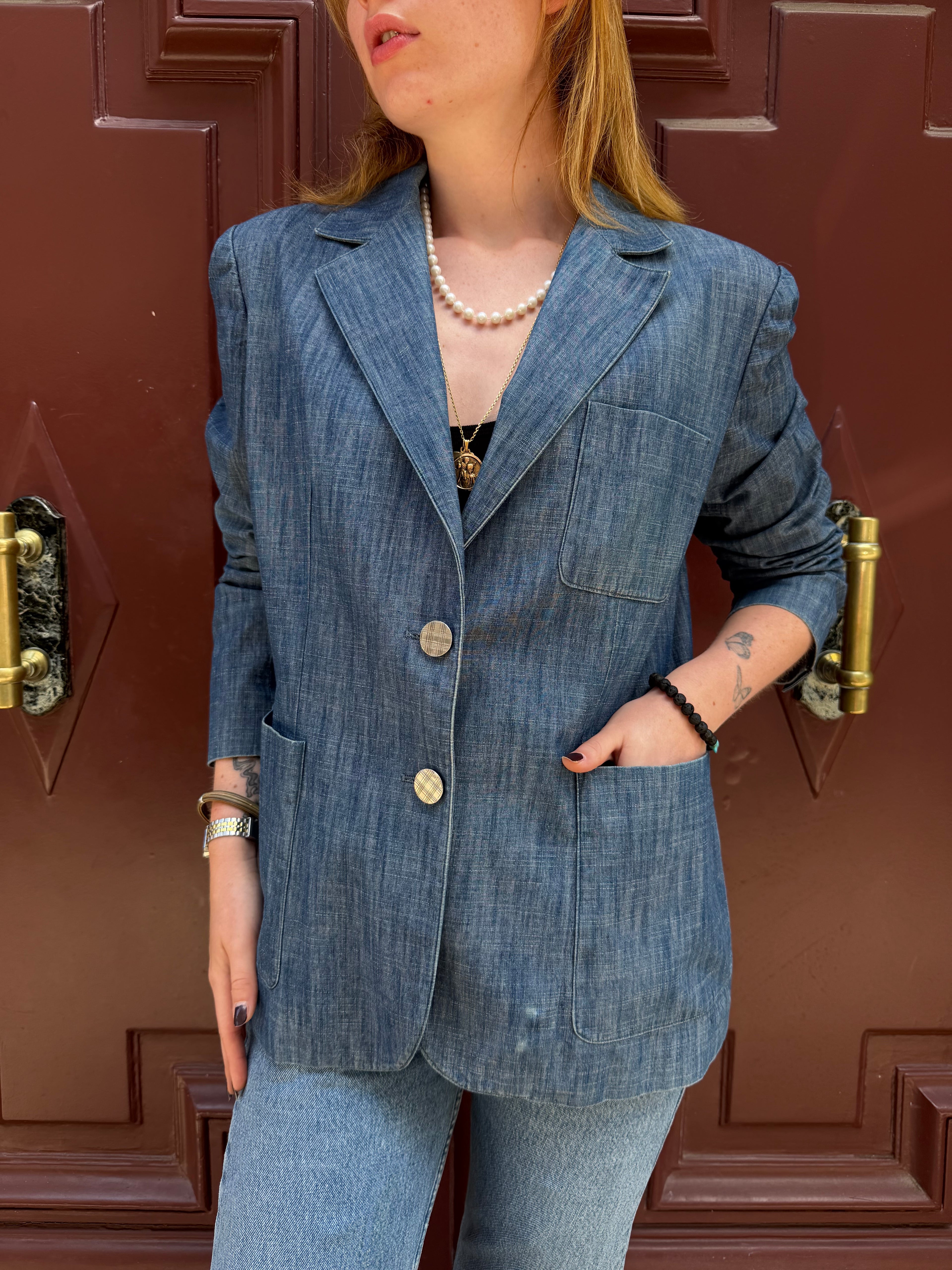 Blazer en jean JH Farmel à poches plaquées