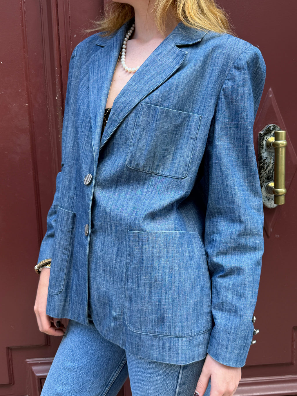 Blazer en jean JH Farmel à poches plaquées