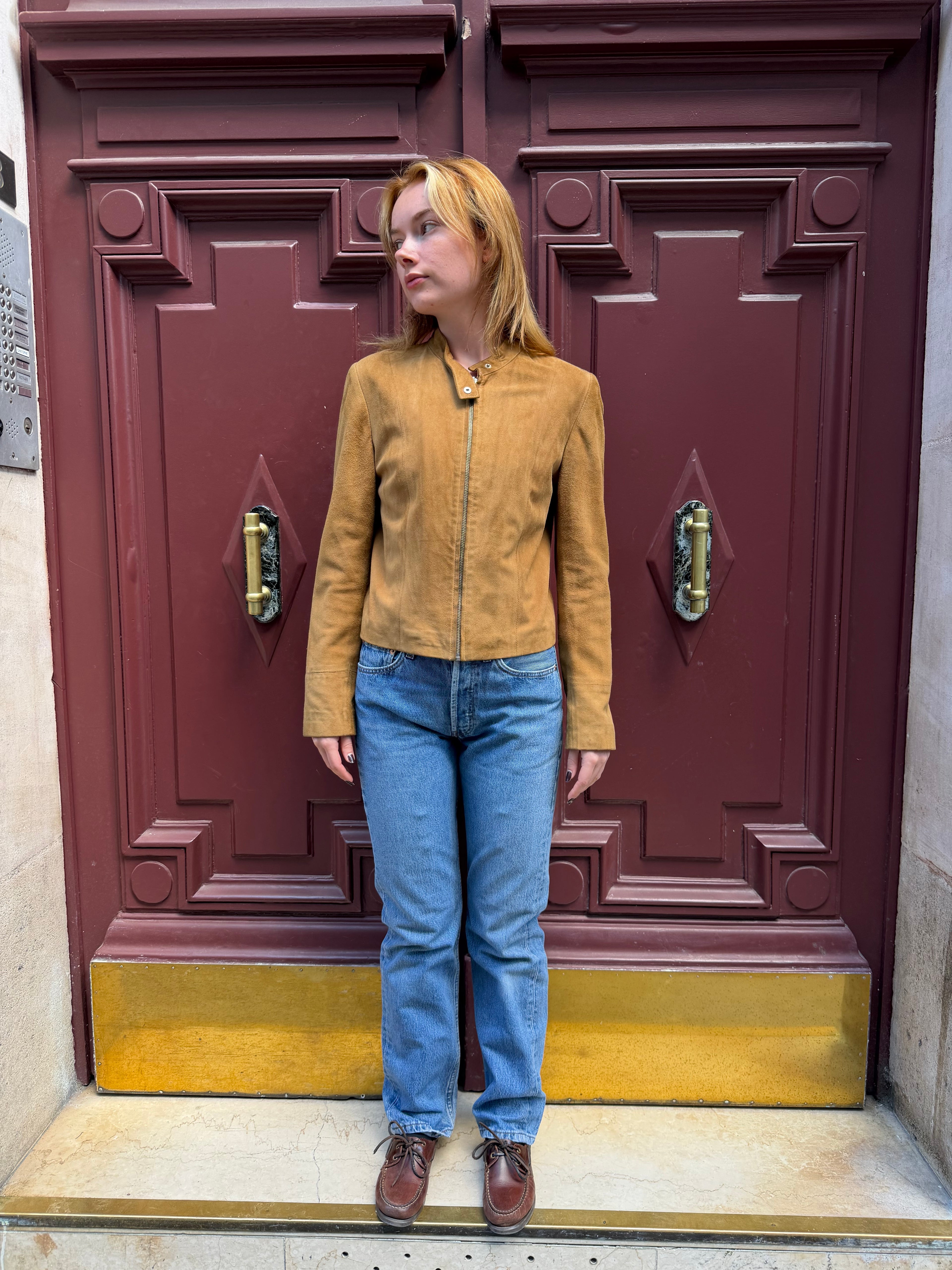 Veste en daim camel Briefing