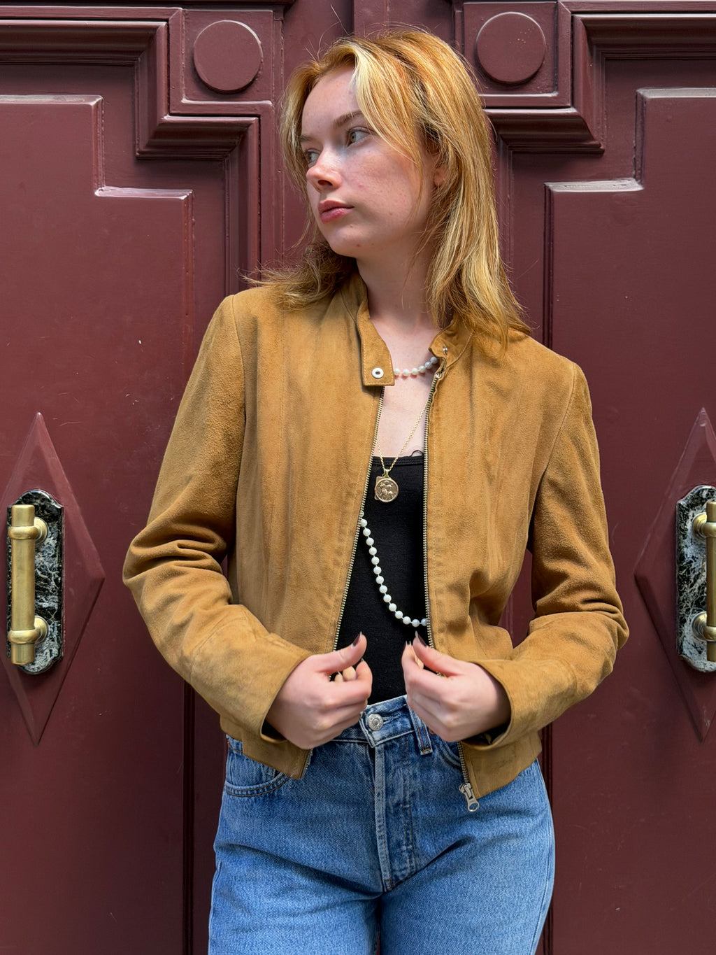 Veste en daim camel Briefing