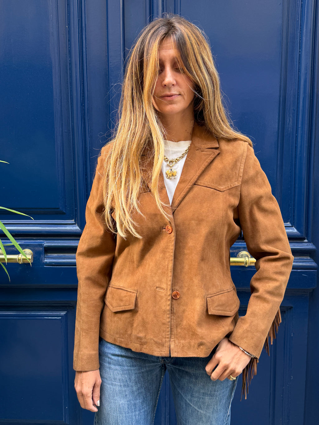 Veste Springfield en daim à franges