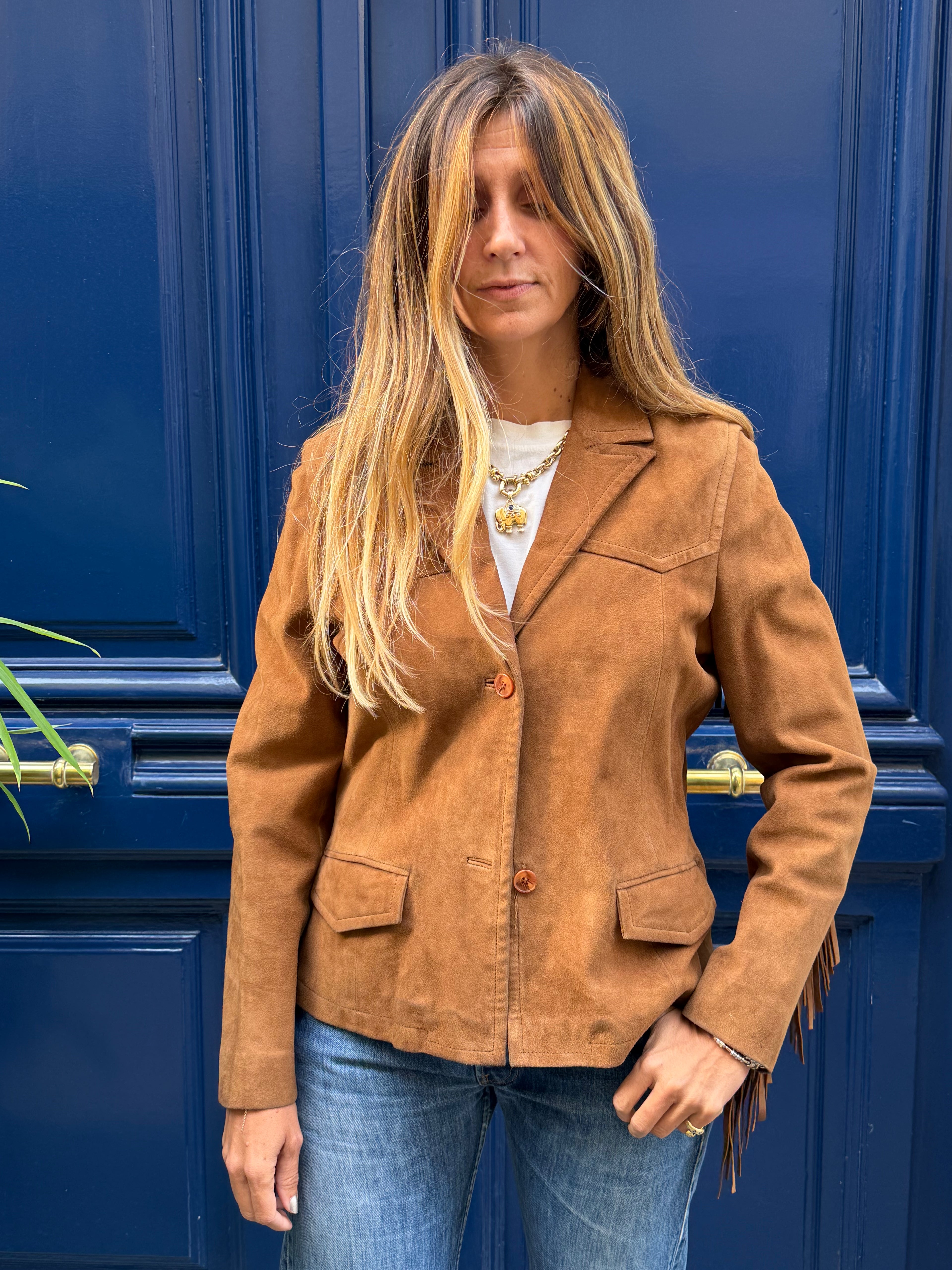 Veste Springfield en daim à franges