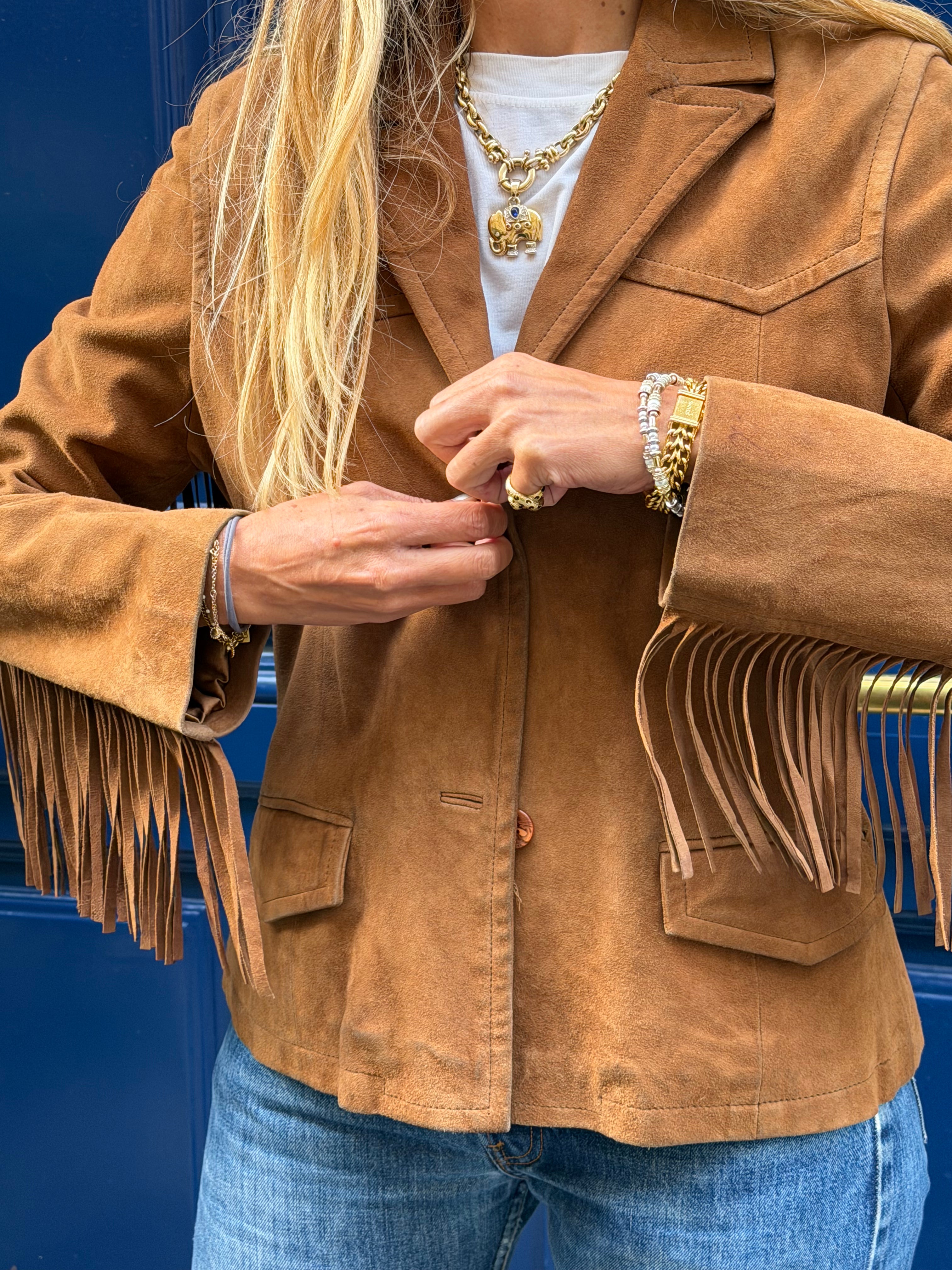 Veste Springfield en daim à franges