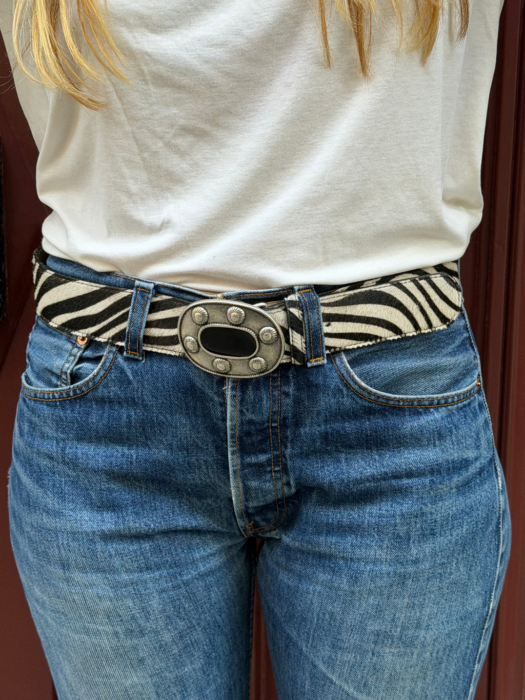 Ceinture en cuir motif zèbre