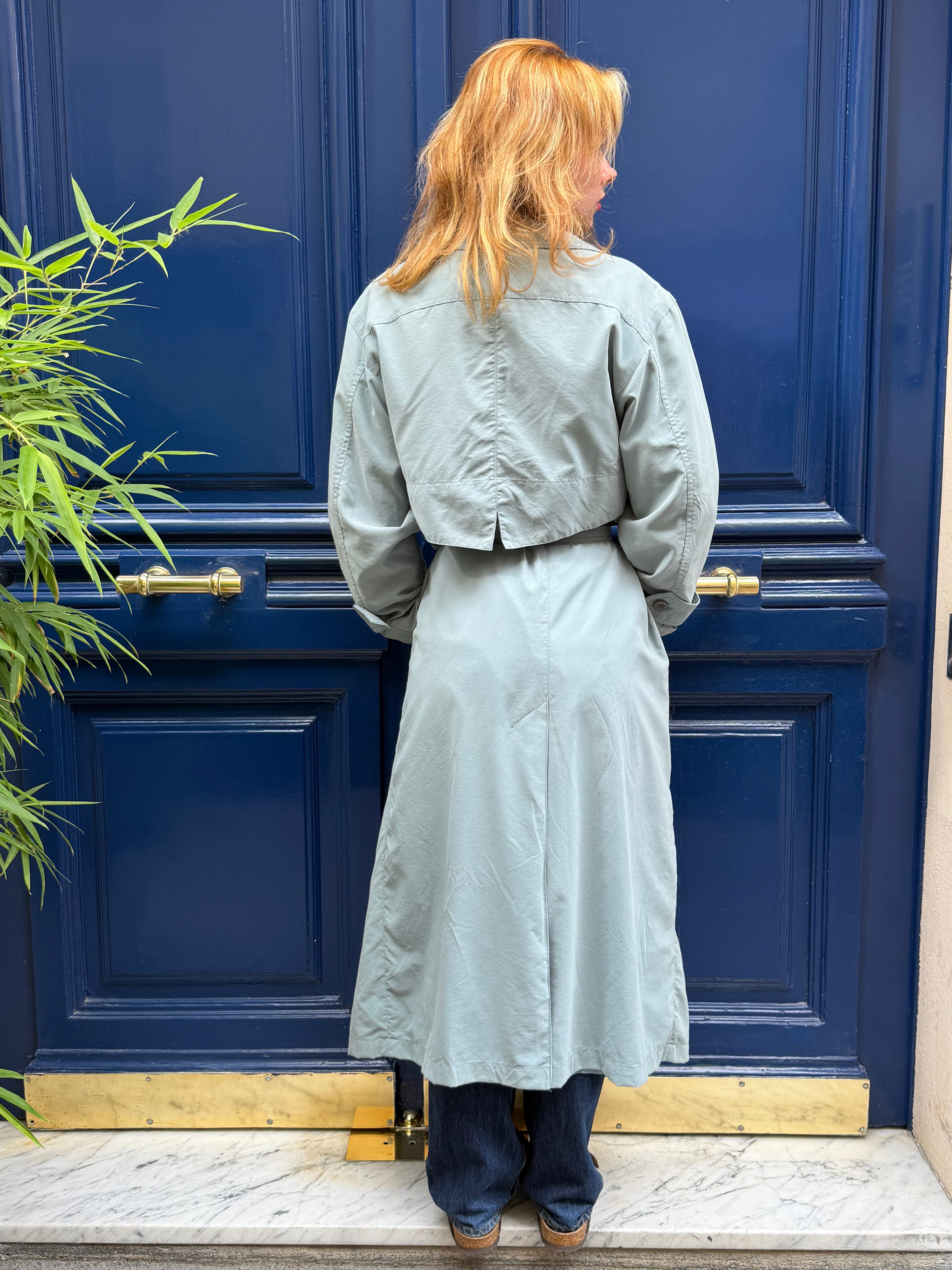 Trench vintage bleu sauge