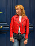 Perfecto en cuir rouge