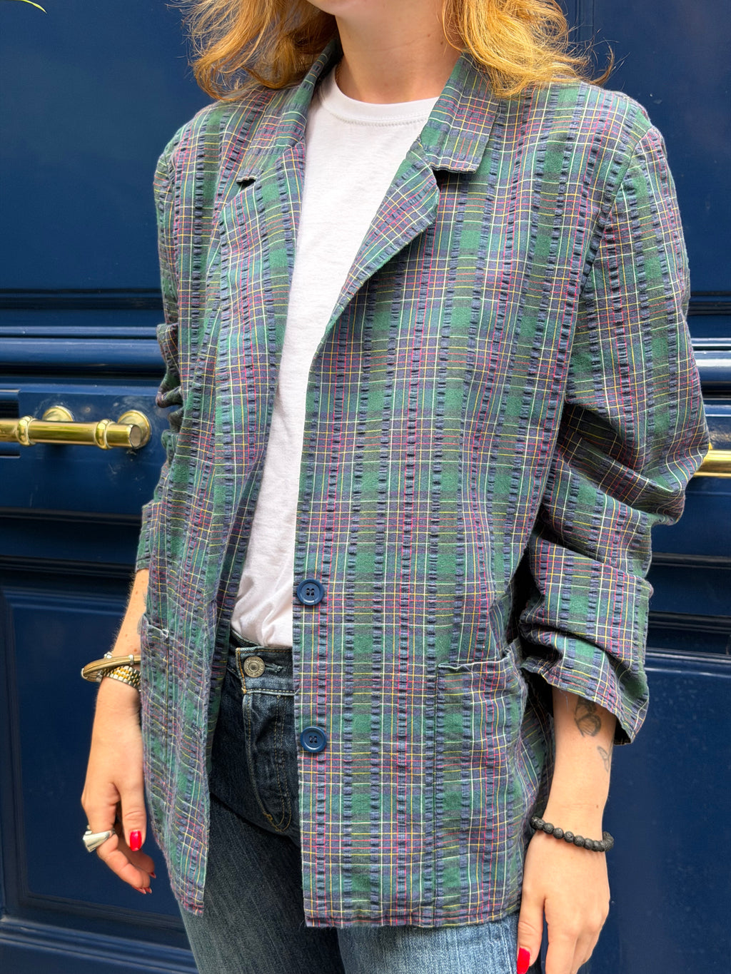 Veste texturée a carreaux