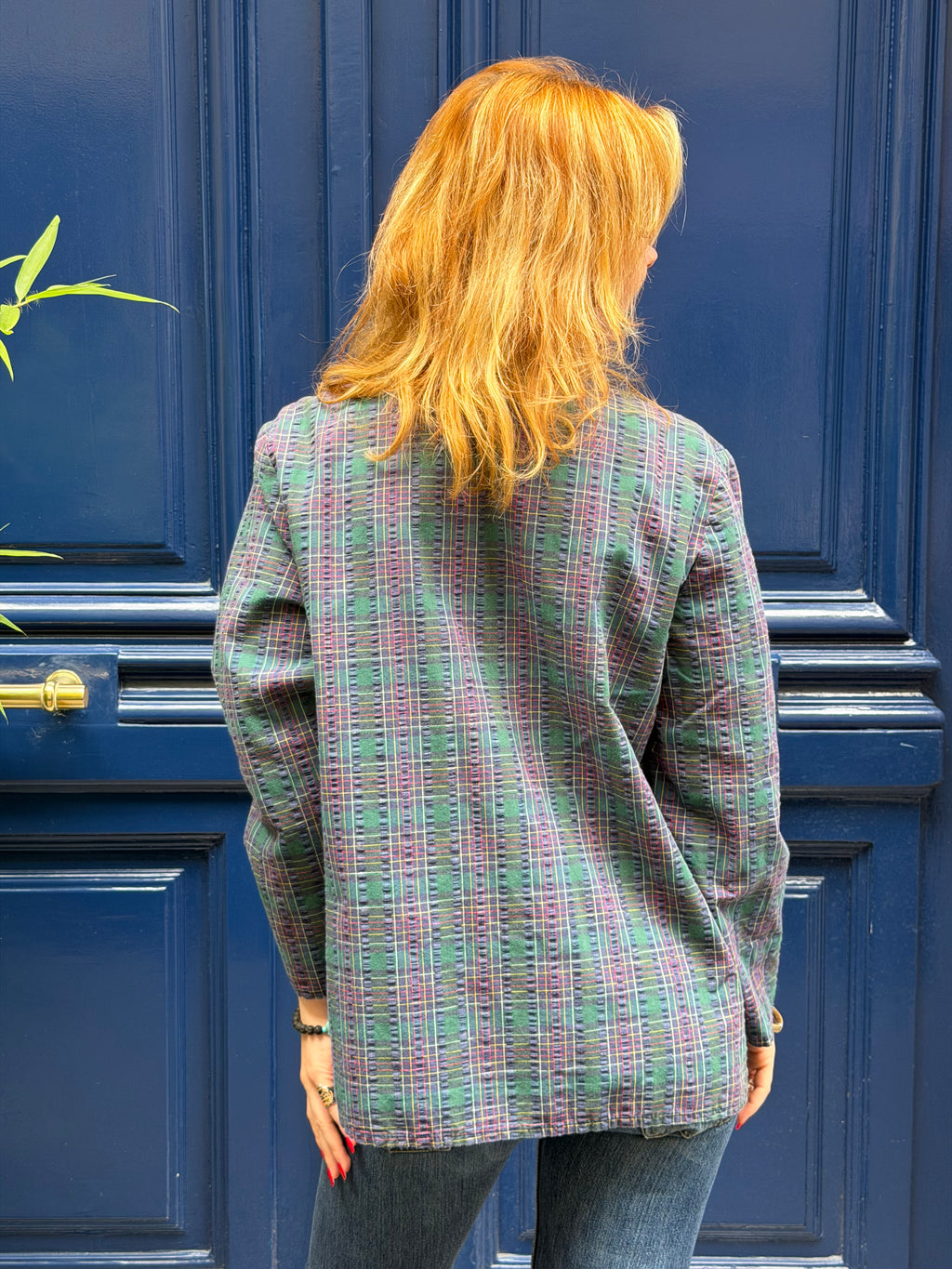 Veste texturée a carreaux