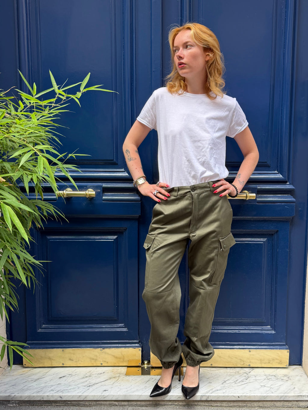 Pantalon cargo militaire kaki
