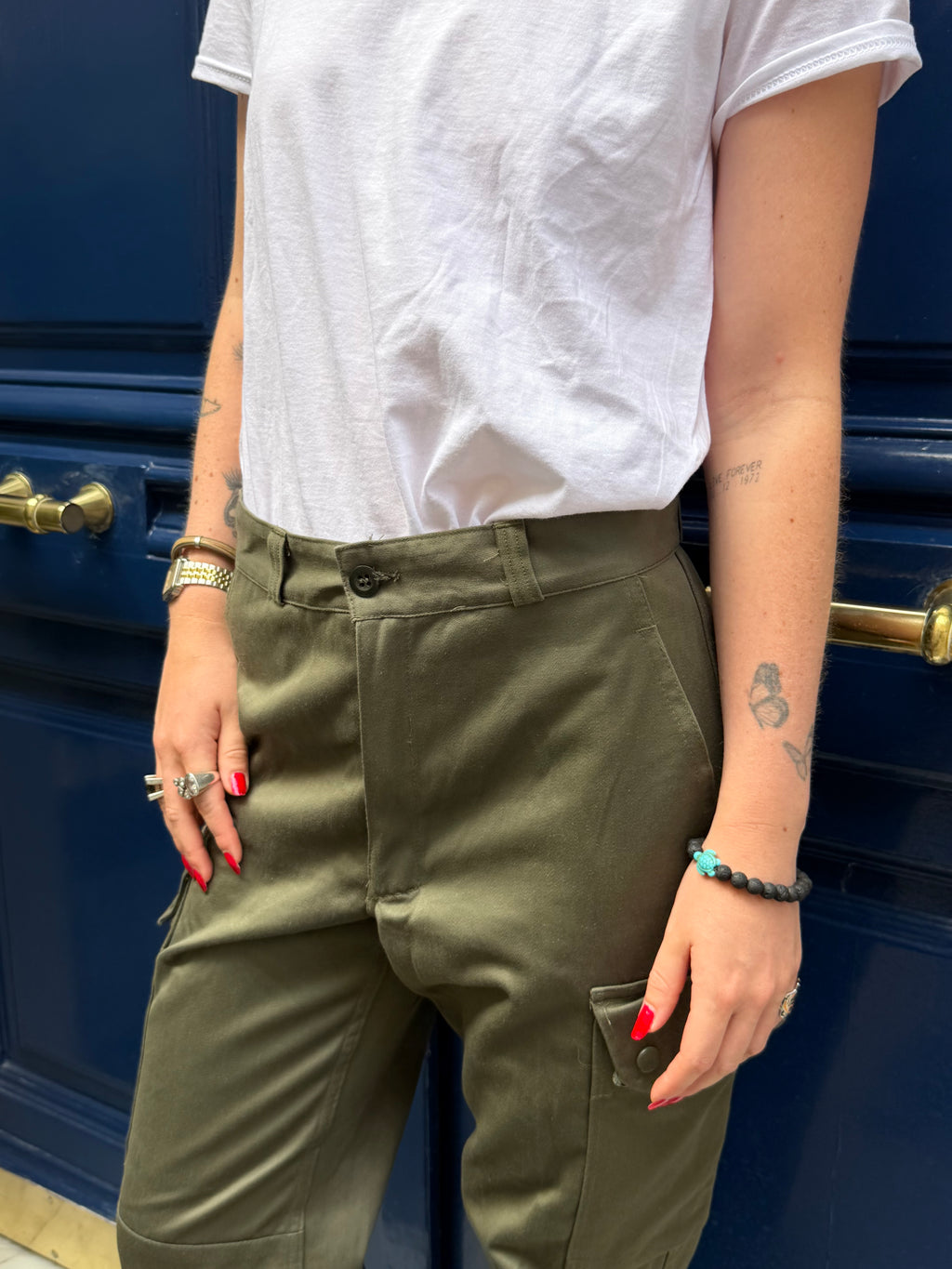 Pantalon cargo militaire kaki