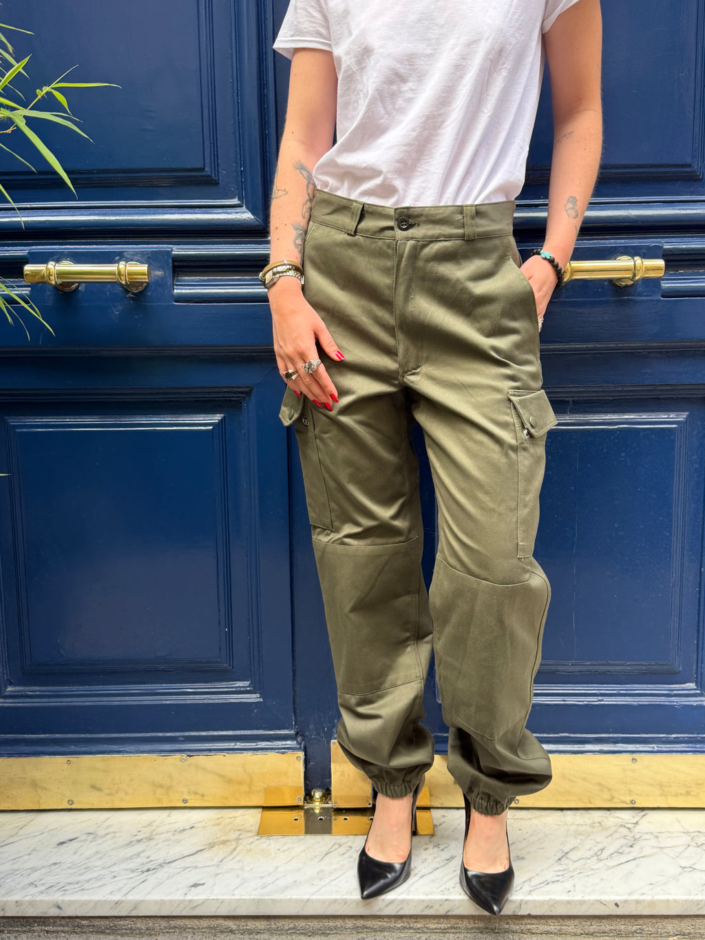 Pantalon cargo militaire kaki