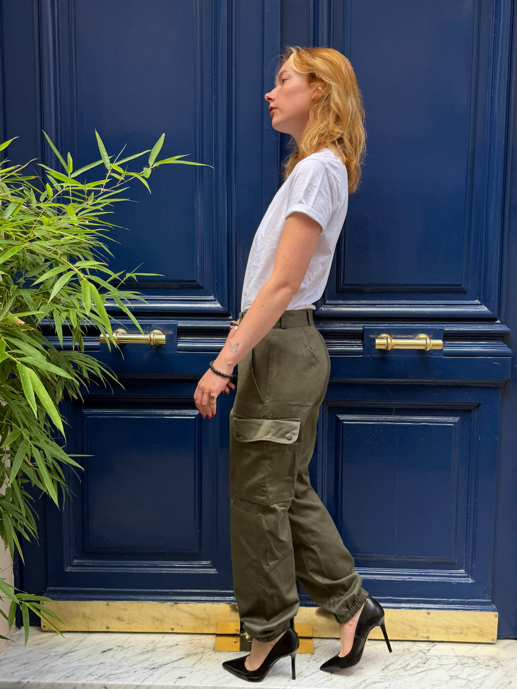 Pantalon cargo militaire kaki
