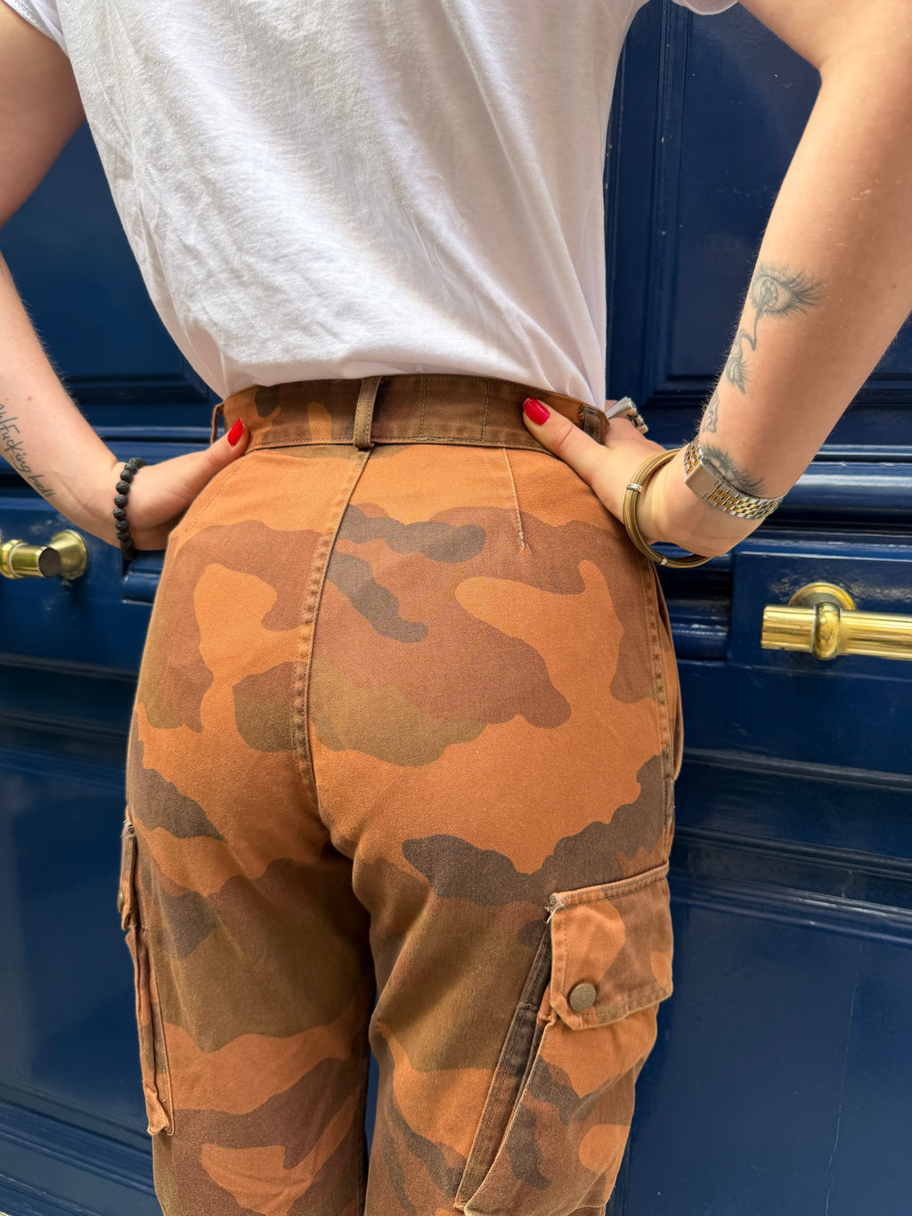 Pantalon cargo militaire camouflage orange