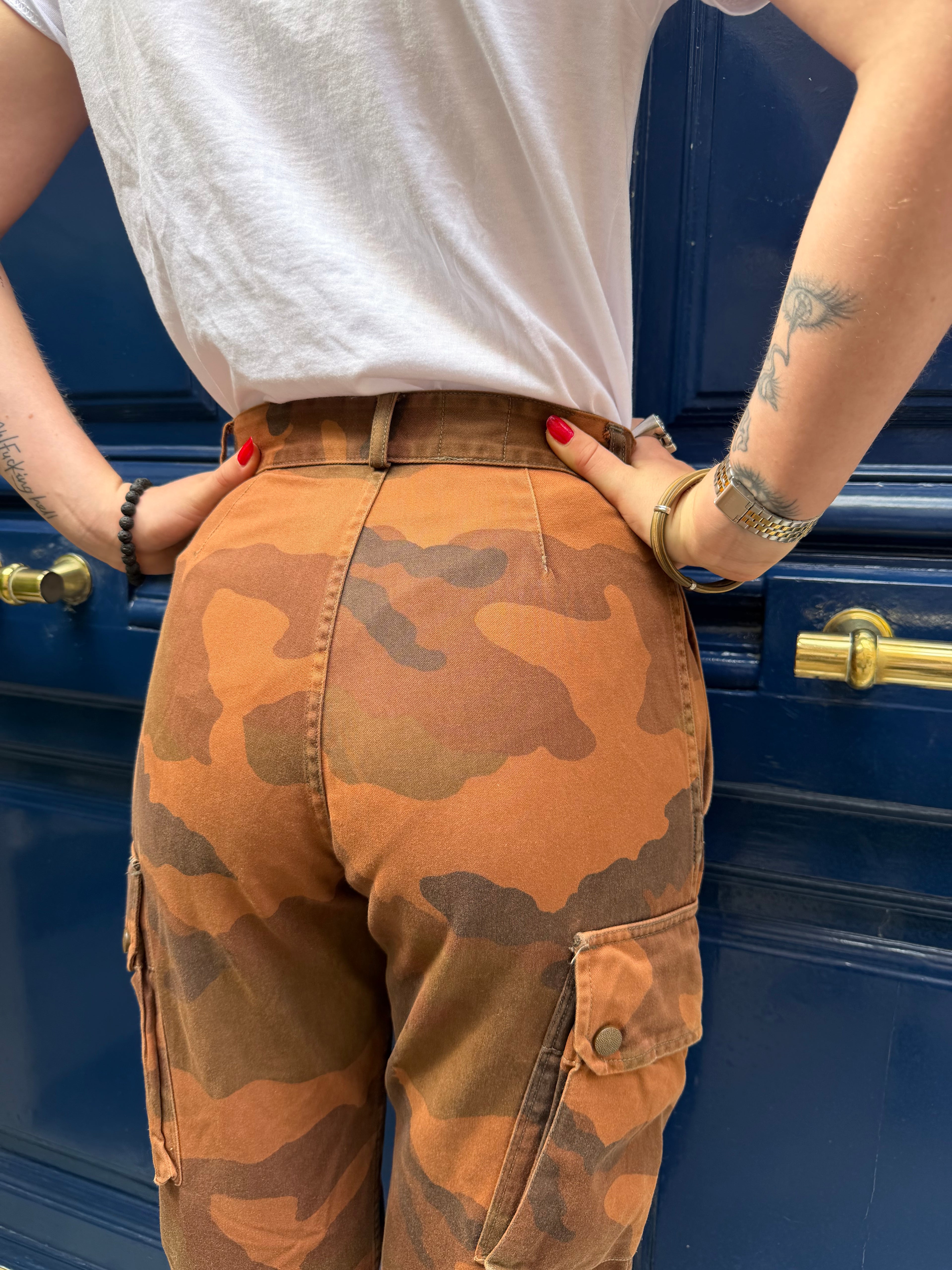 Pantalon cargo militaire camouflage orange