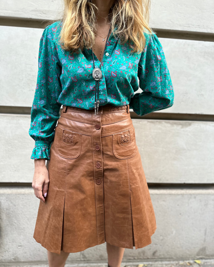 Jupe en cuir marron