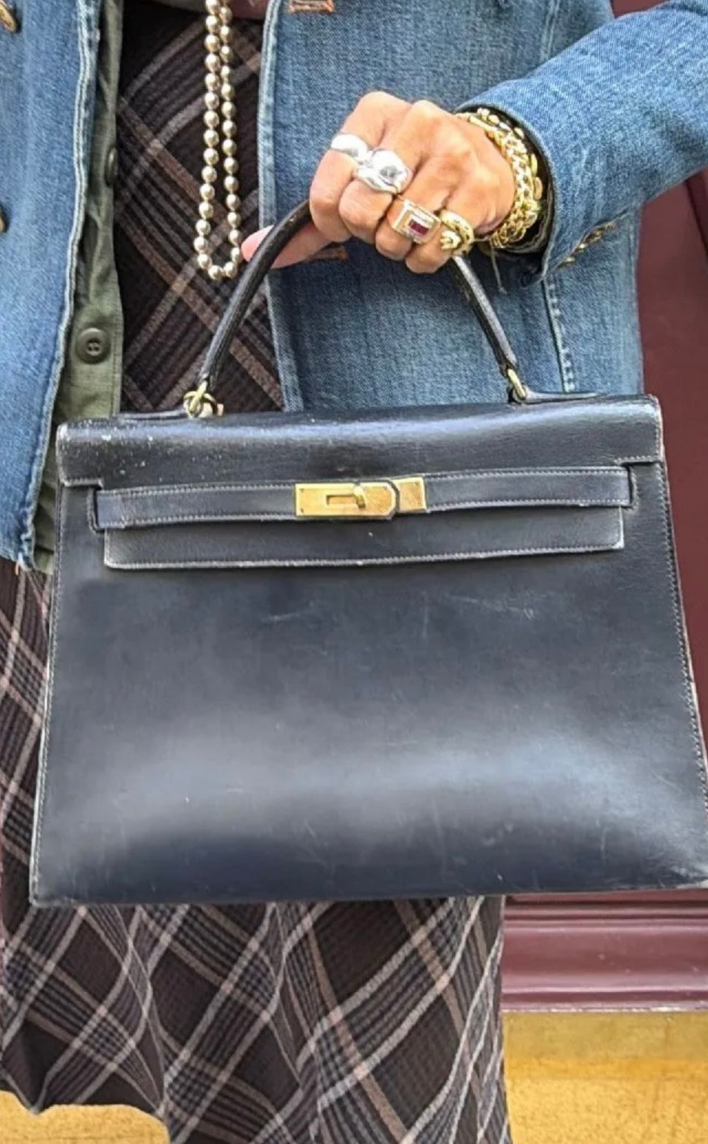 Sac Hermès Kelly 32 box marine