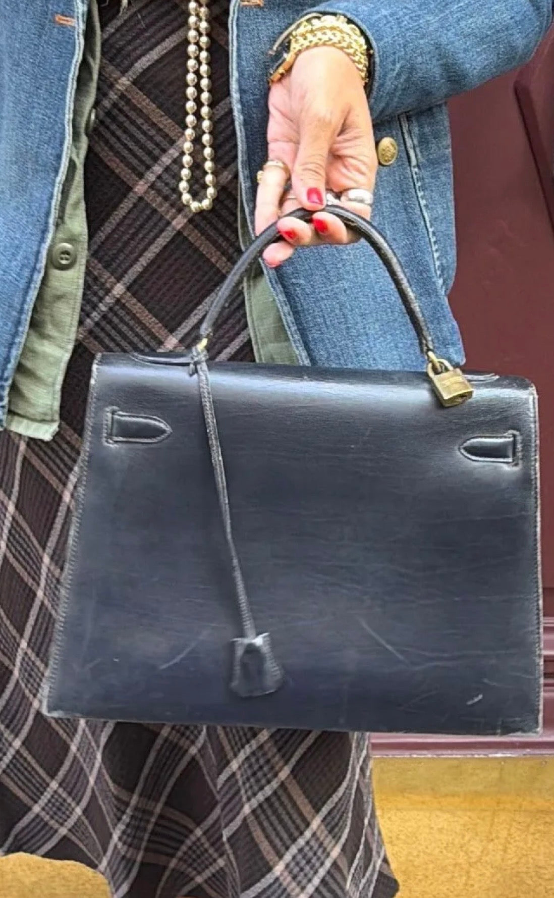 Sac Hermès Kelly 32 box marine