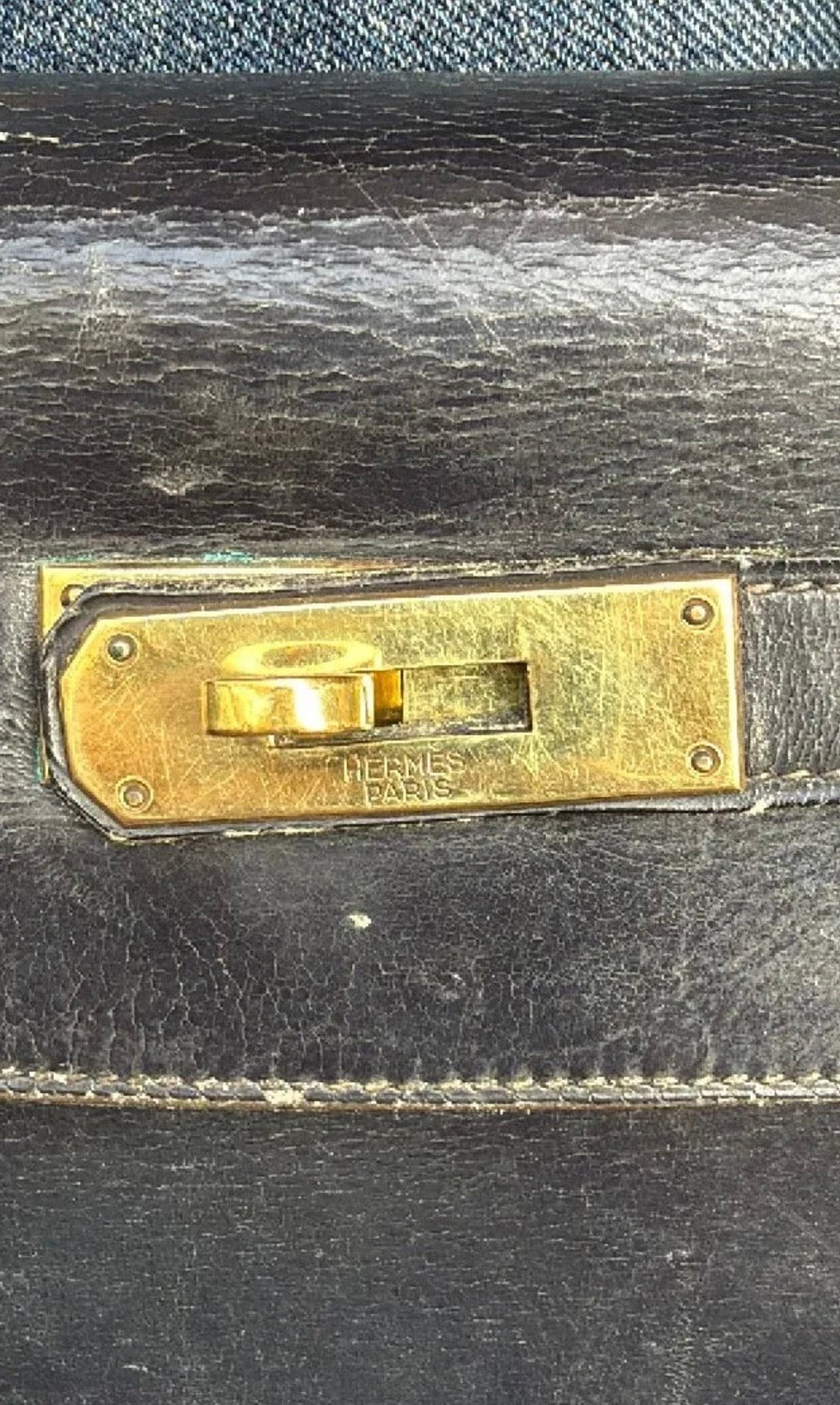 Sac Hermès Kelly 32 box marine