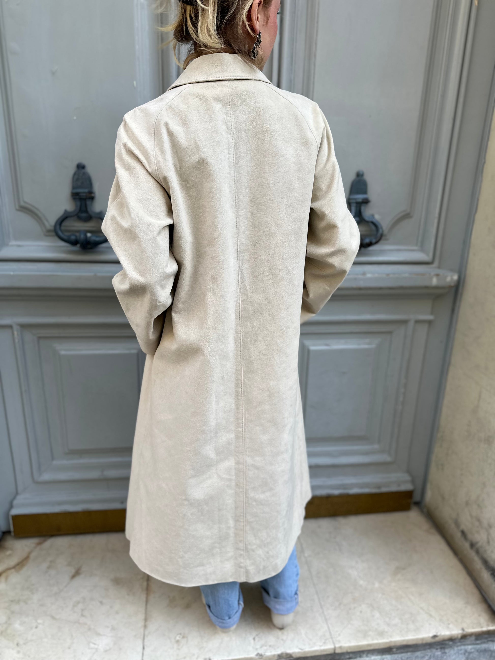 Imperméable beige effet daim