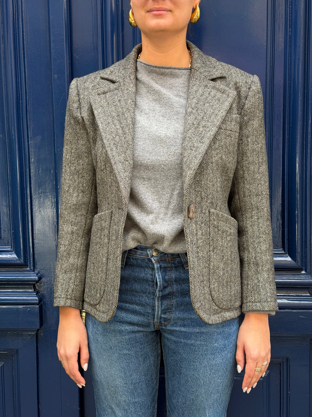 Veste Yves Saint Laurent en laine à chevrons