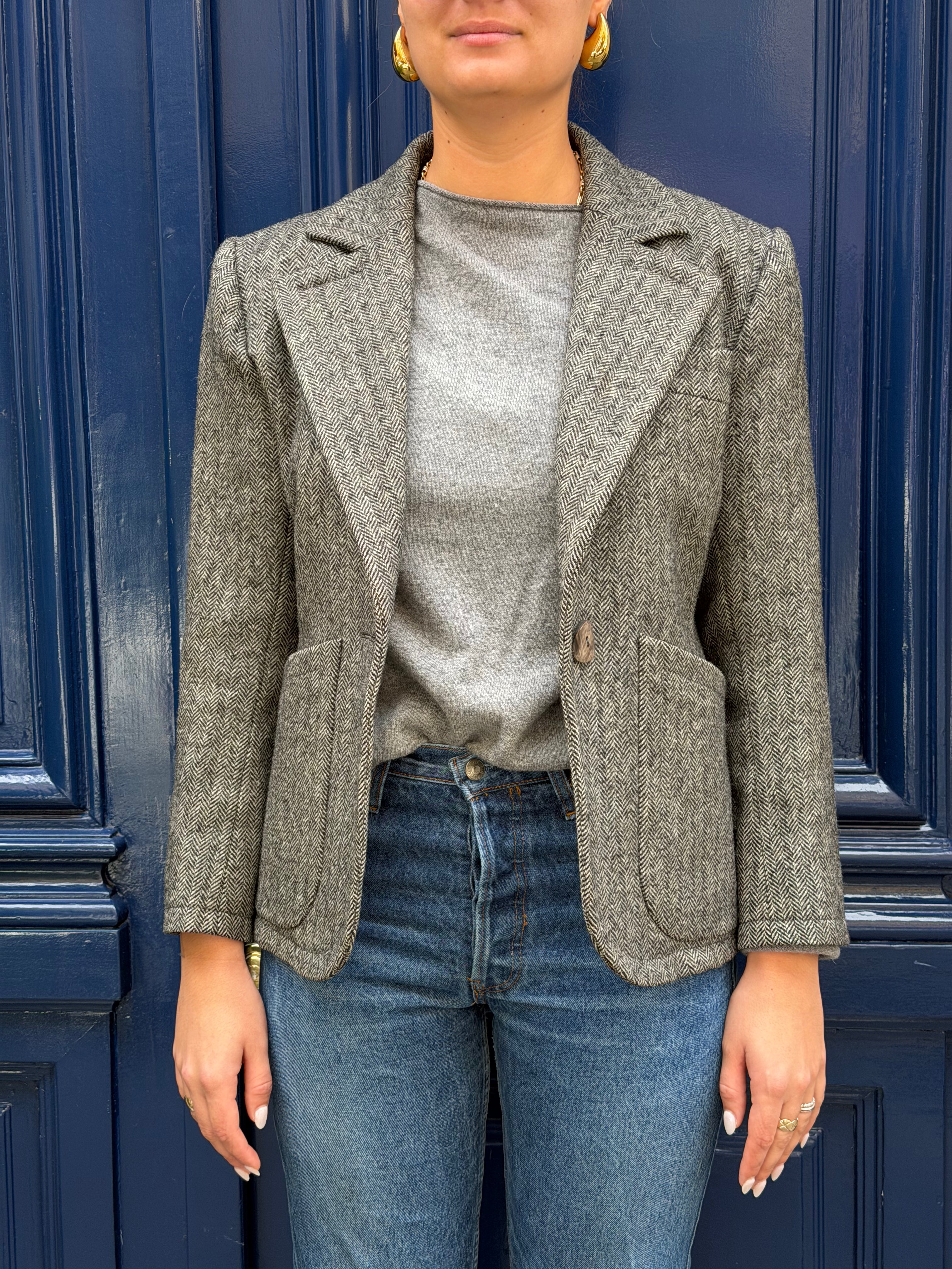 Veste Yves Saint Laurent en laine à chevrons