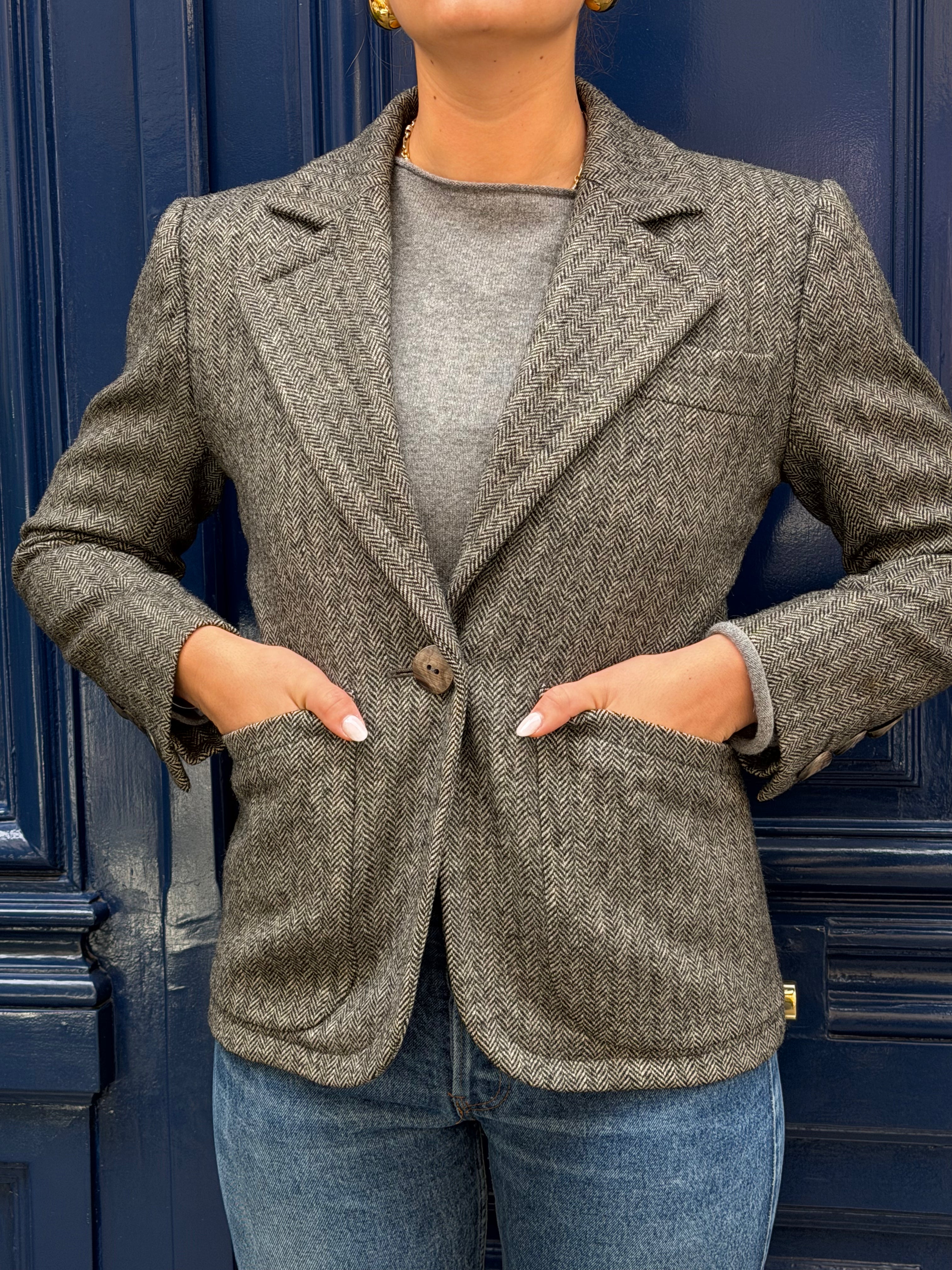 Veste Yves Saint Laurent en laine à chevrons