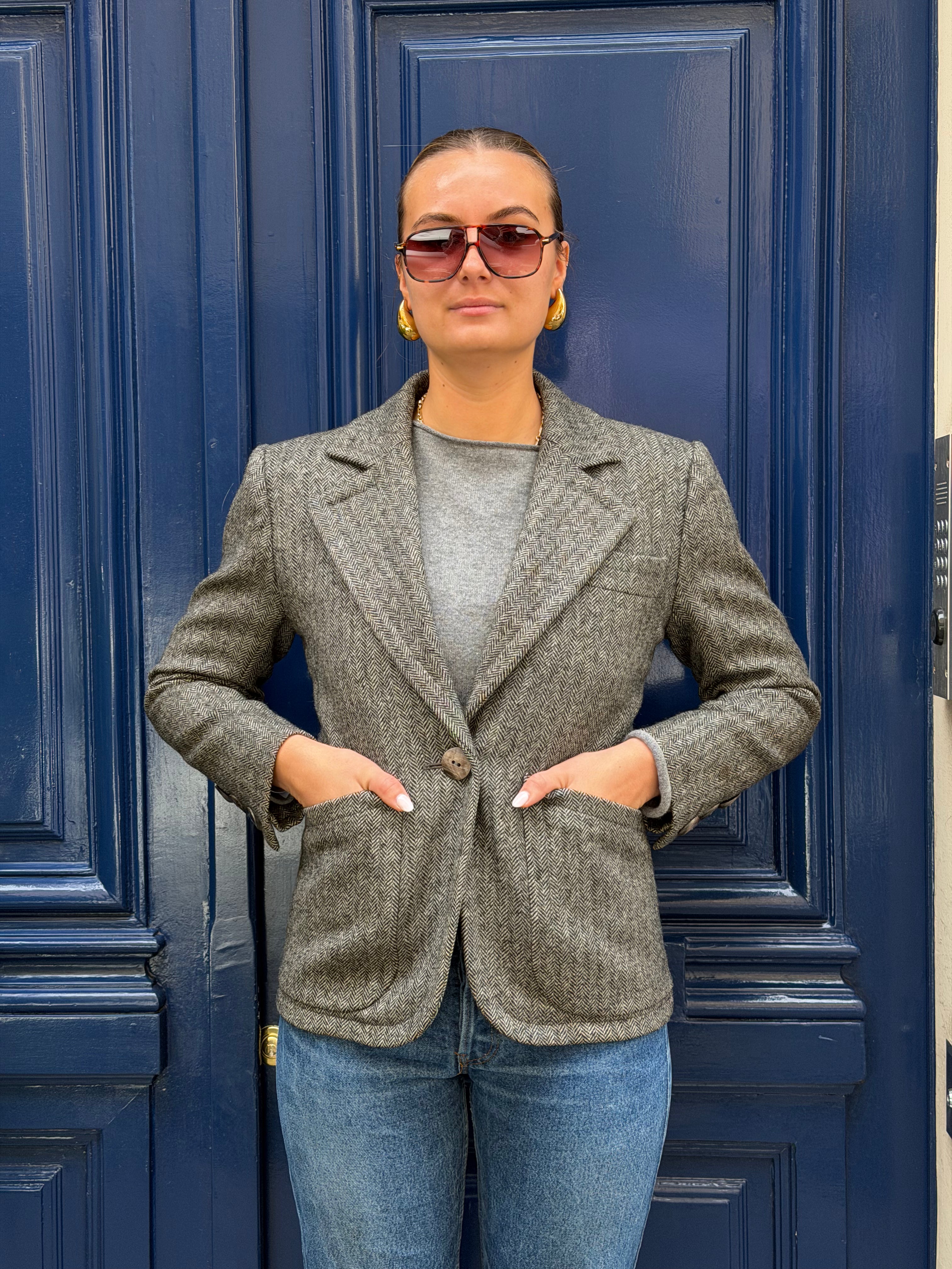 Veste Yves Saint Laurent en laine à chevrons