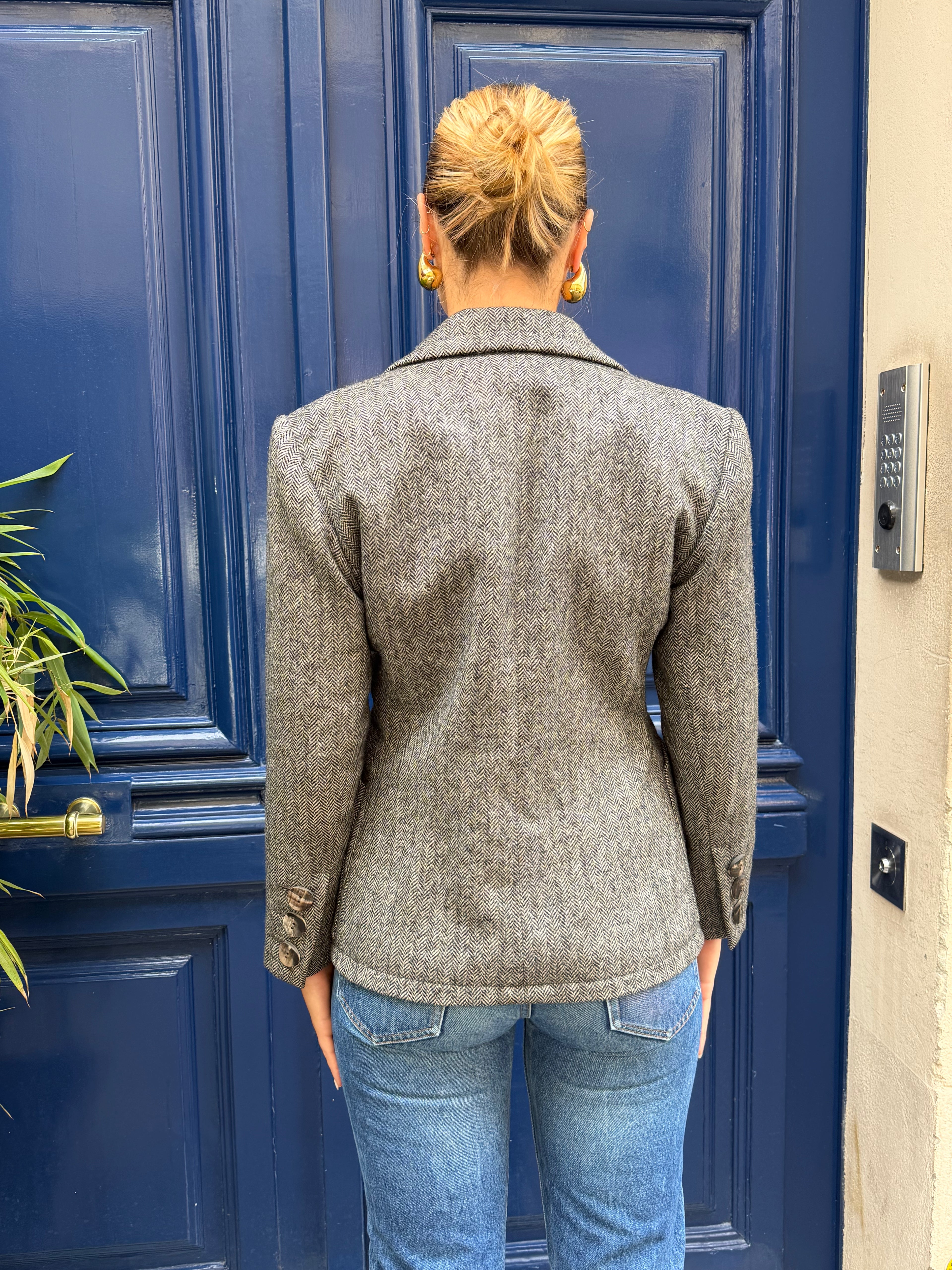 Veste Yves Saint Laurent en laine à chevrons