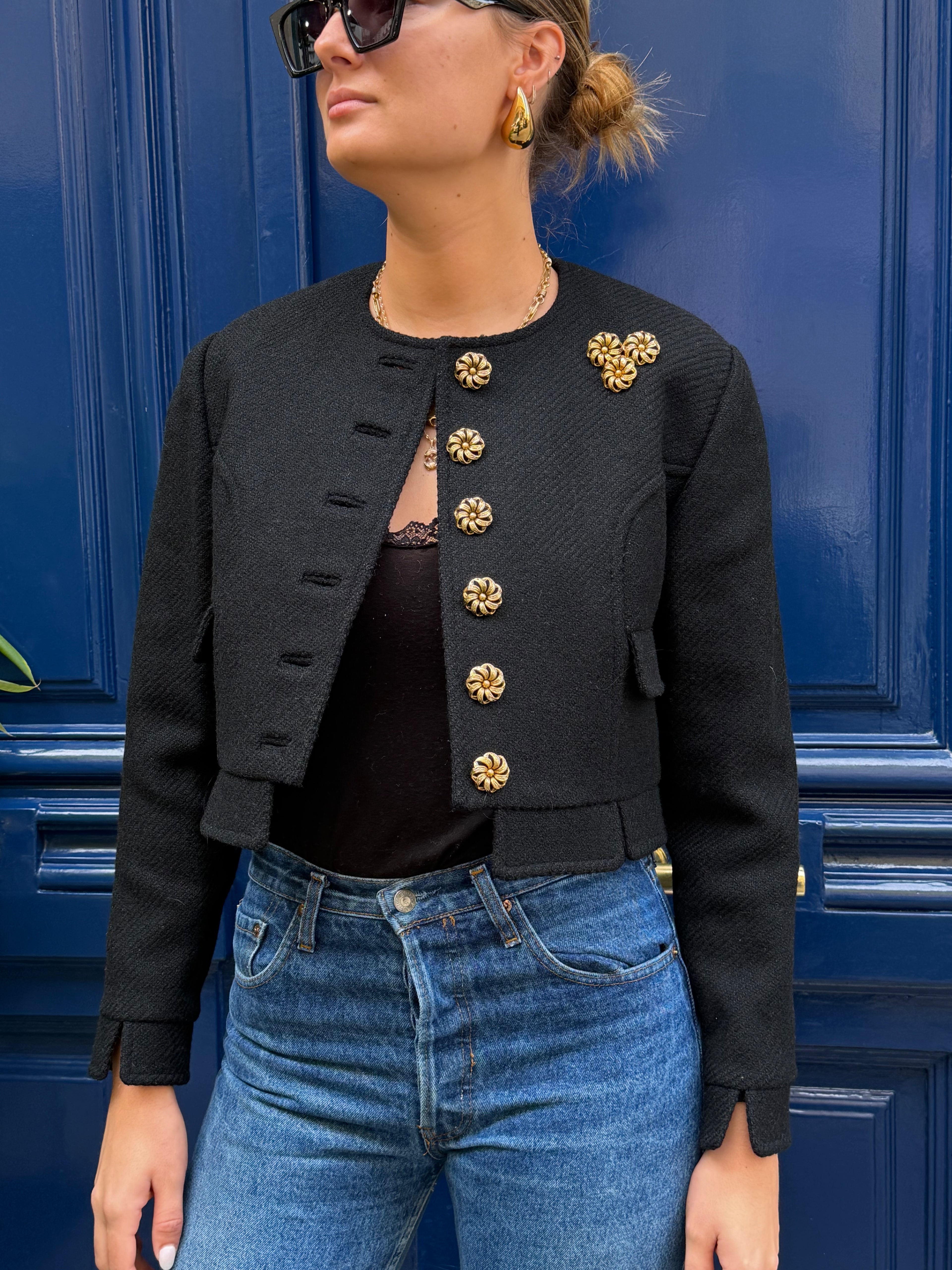Veste courte Christine Marchese en laine noire