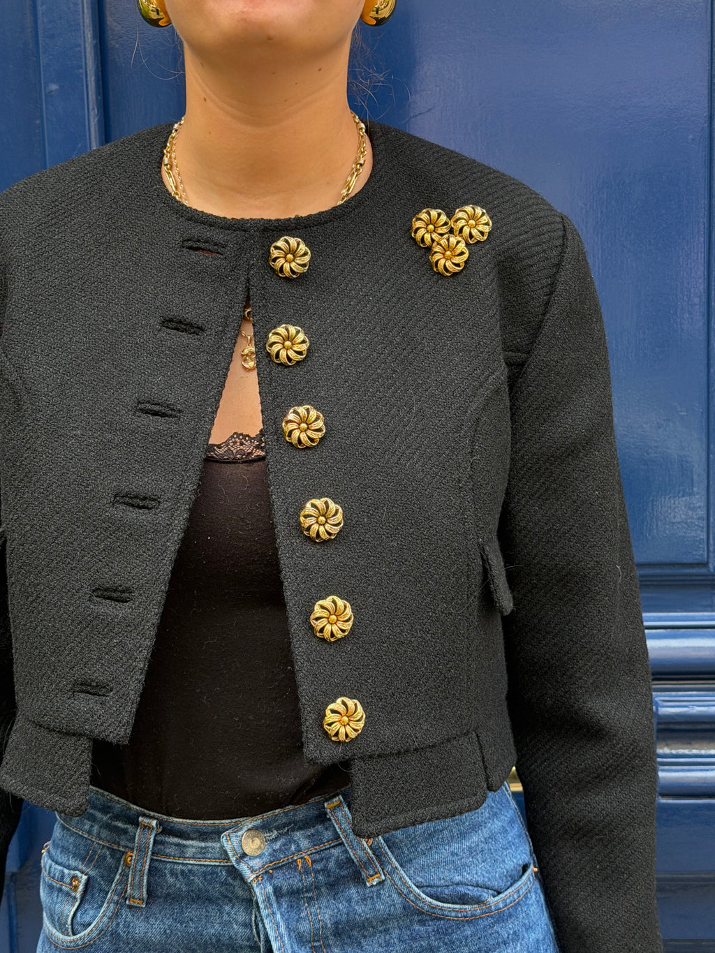 Veste courte Christine Marchese en laine noire