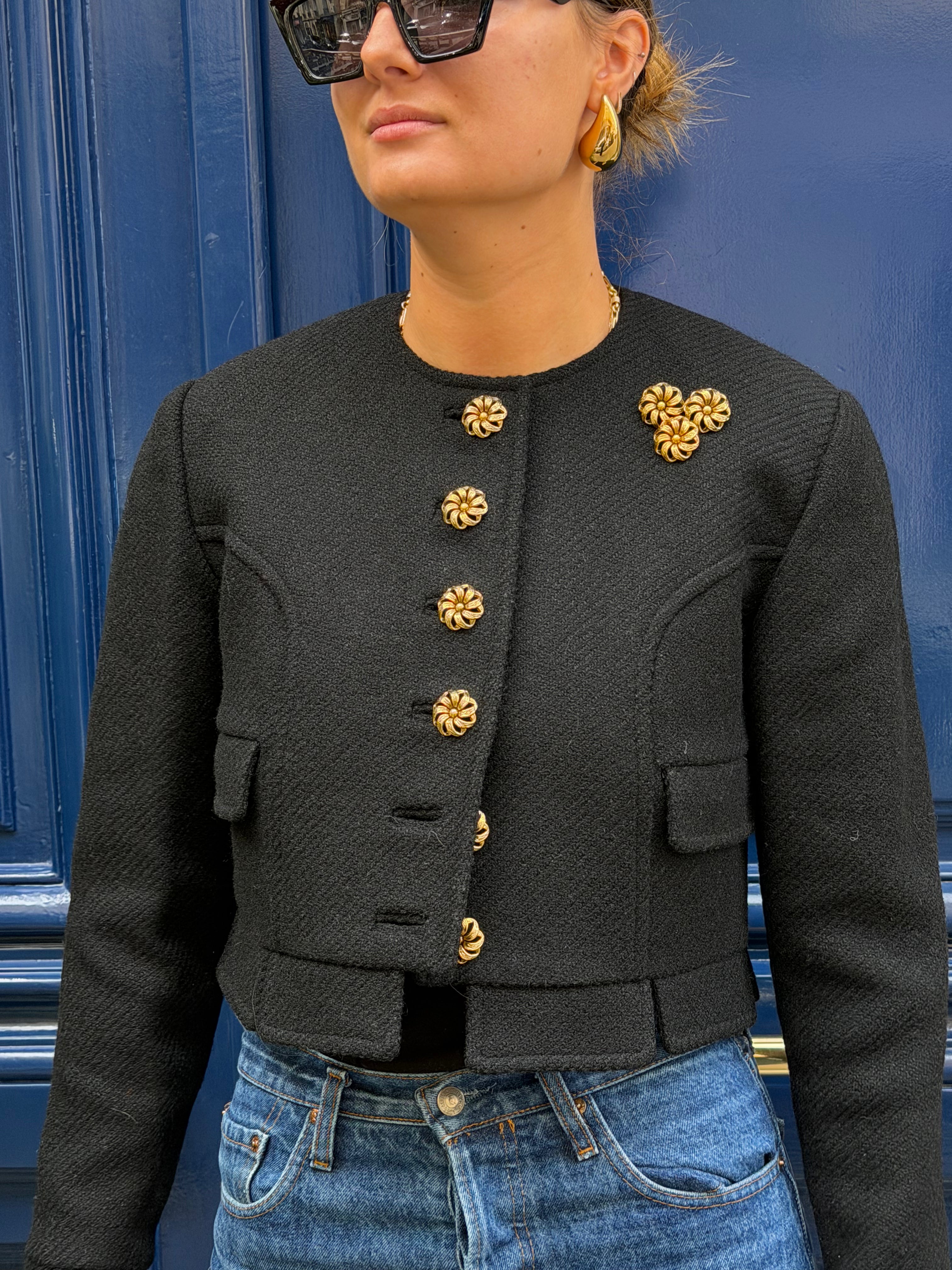 Veste courte Christine Marchese en laine noire