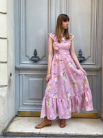 Robe longue imprimée rose