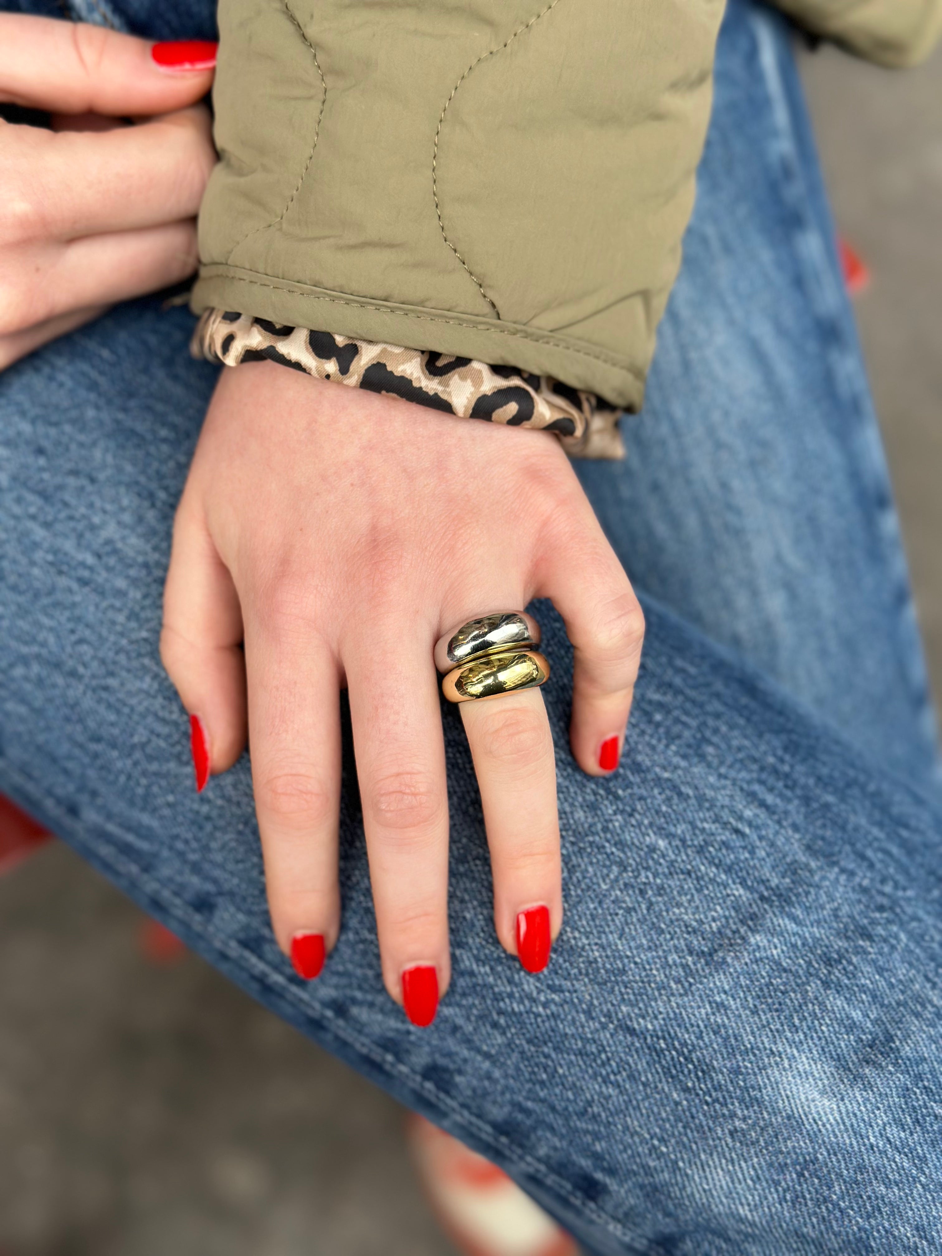 Bague Fantaisie Vintage Camille Lucie – Métal Doré, Bague Femme Style Rétro