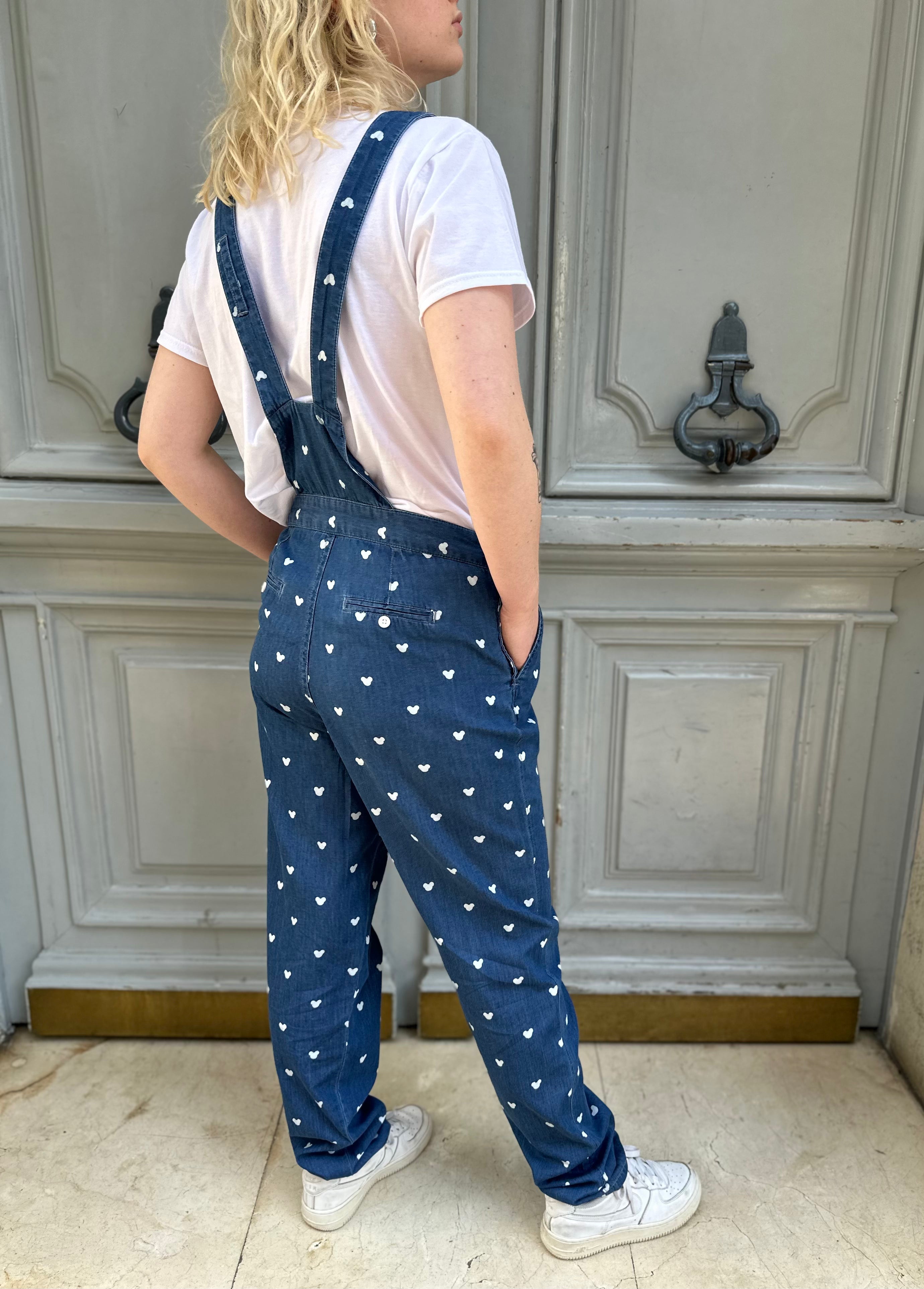 Salopette Mickey bleue et blanche