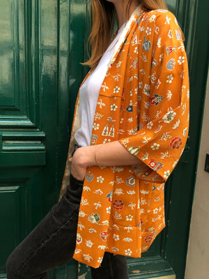Kimono en soie orange