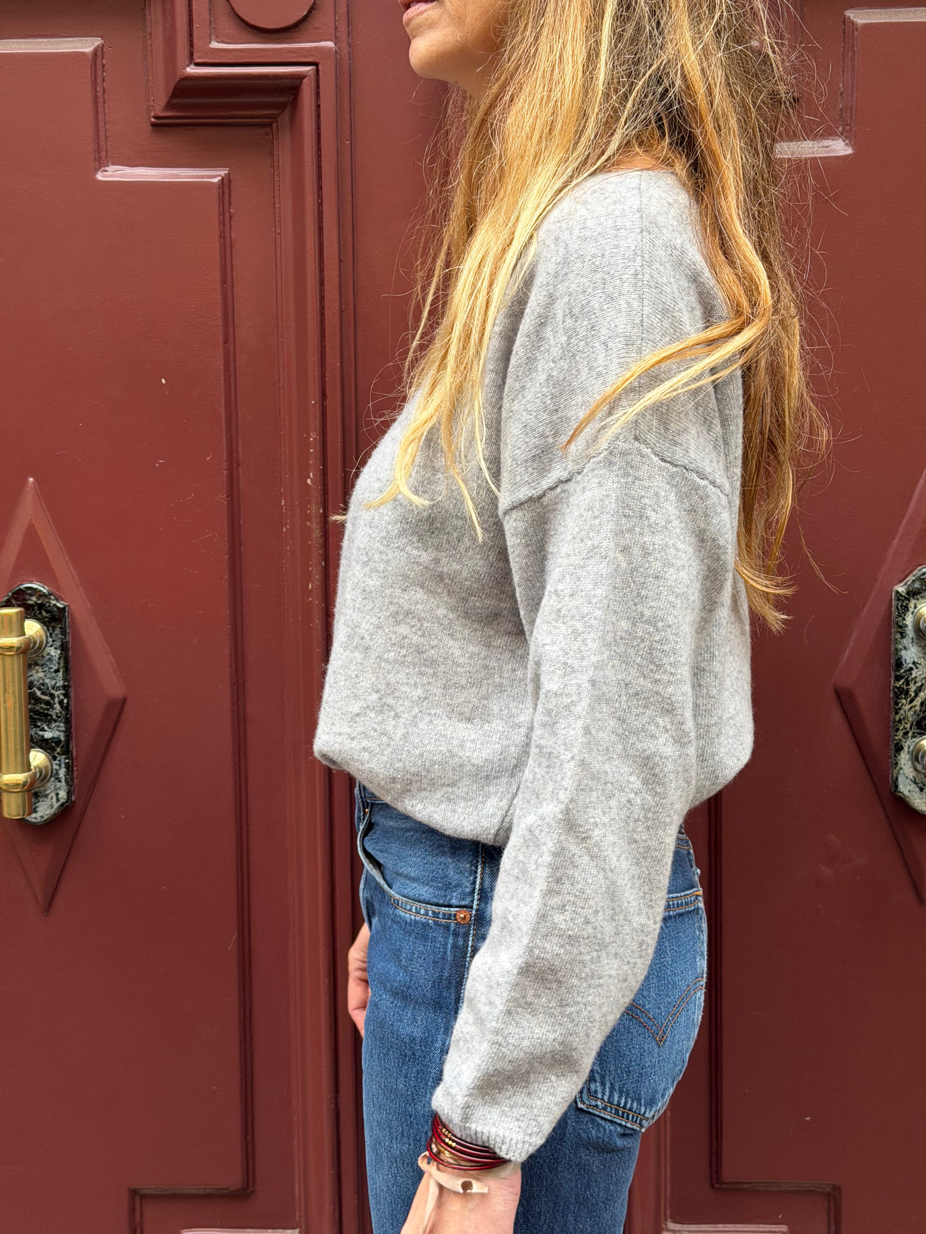 Pull gris col bateau