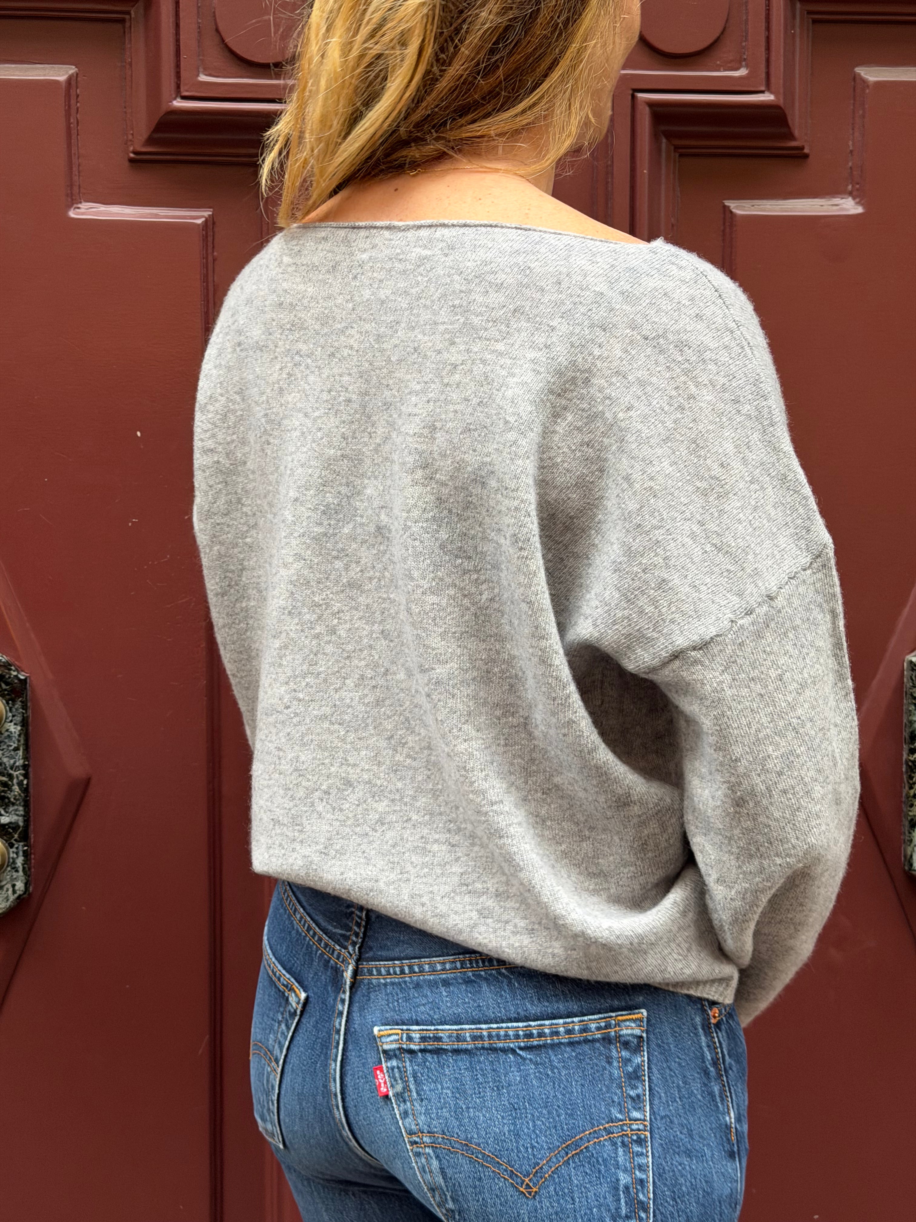 Pull gris col bateau