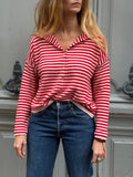 Pull rayé rouge et rose
