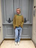 T-shirt marinière jaune et marron