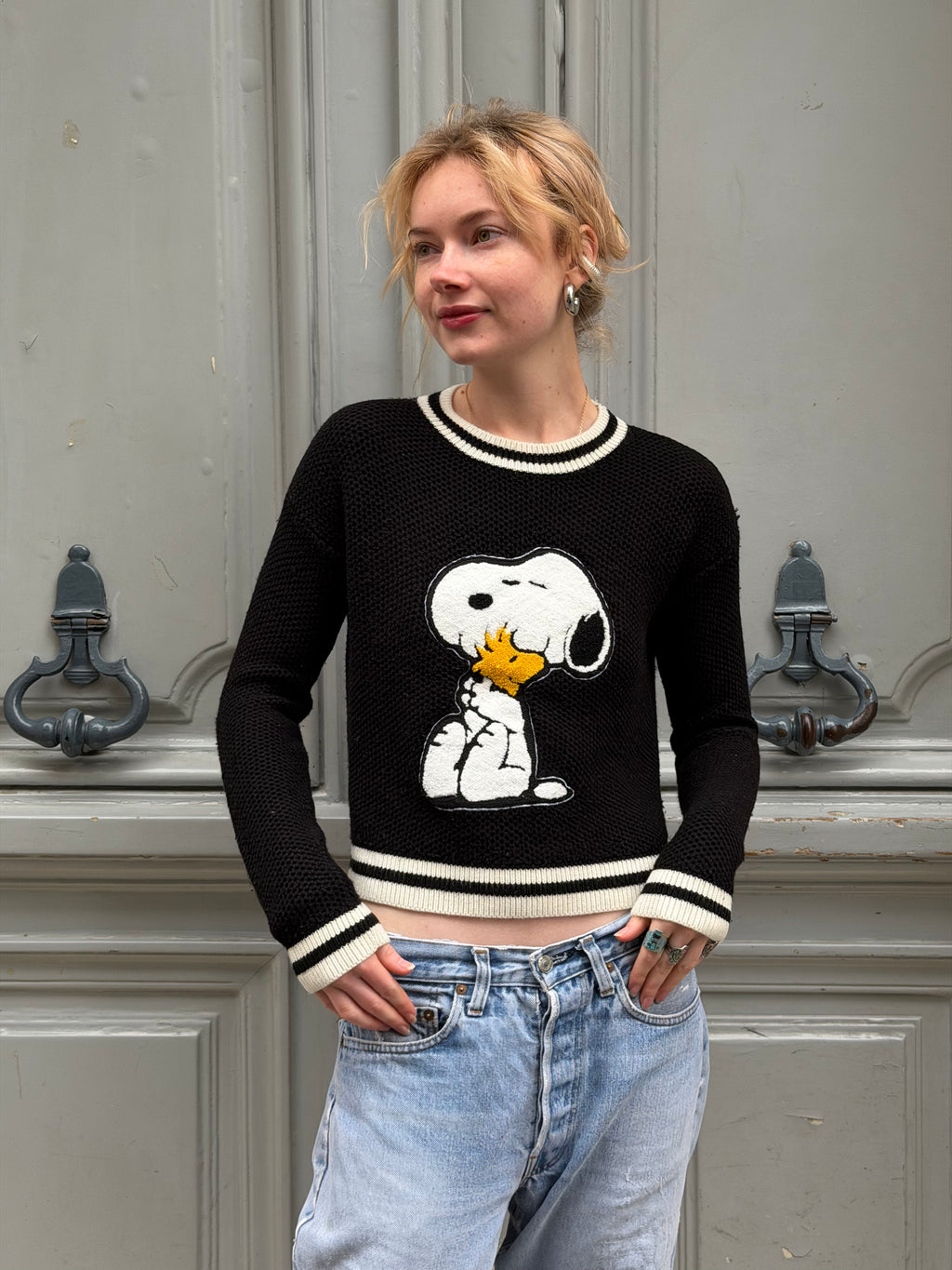 Pull Snoopy noir et blanc