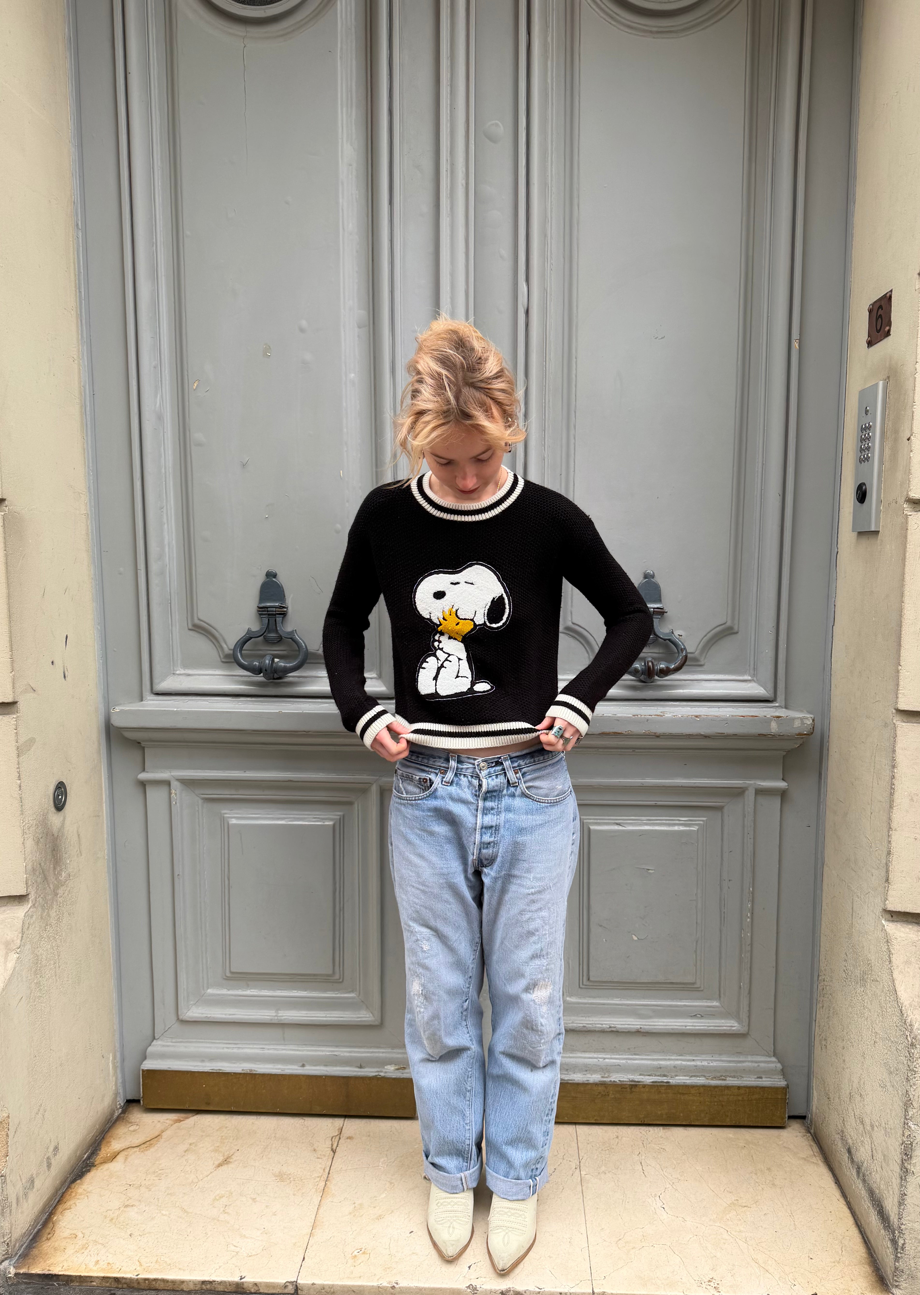 Pull Snoopy noir et blanc