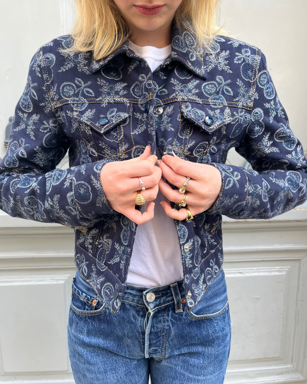 Veste en jean ETRO bleu nuit
