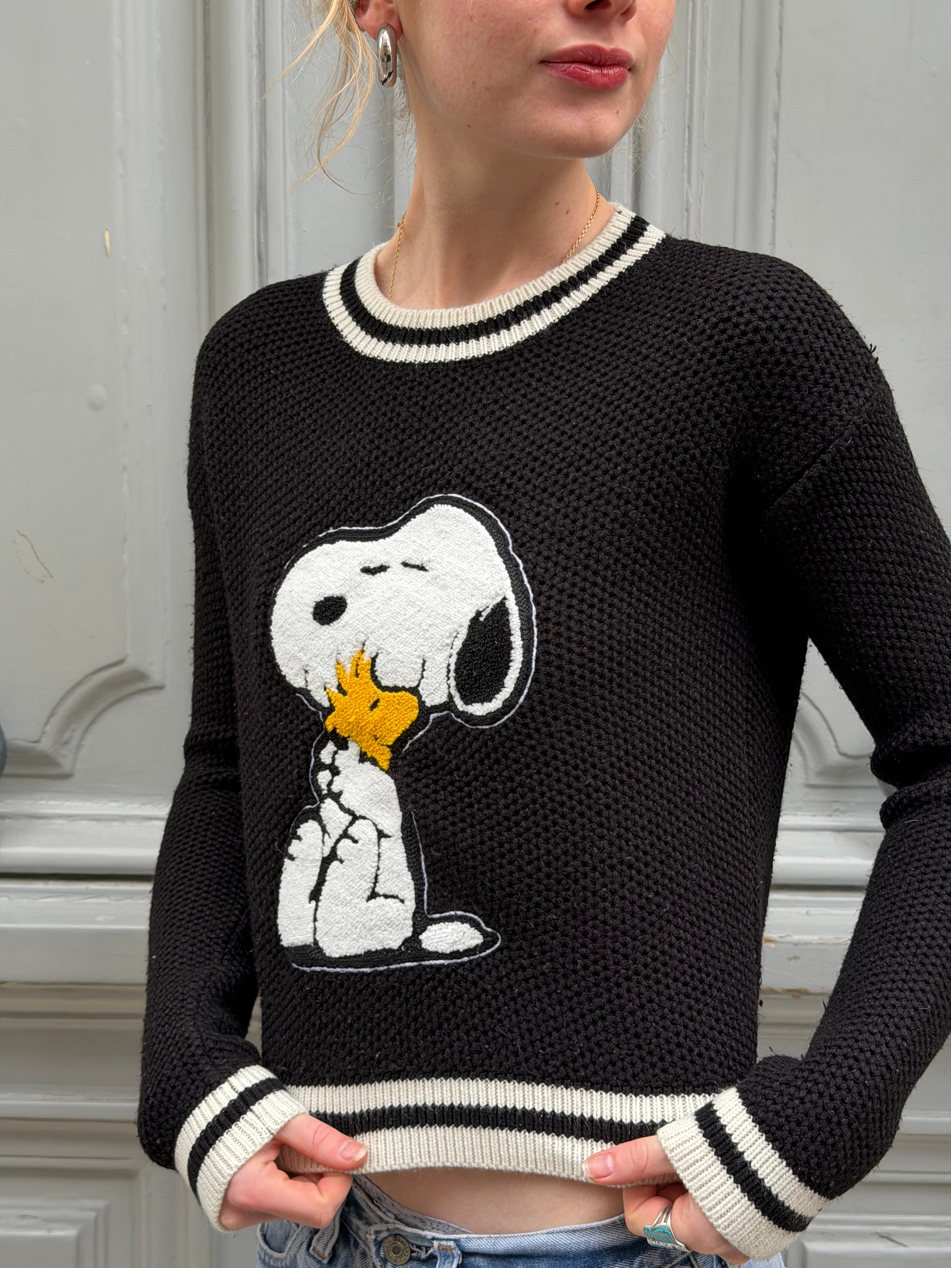 Pull Snoopy noir et blanc
