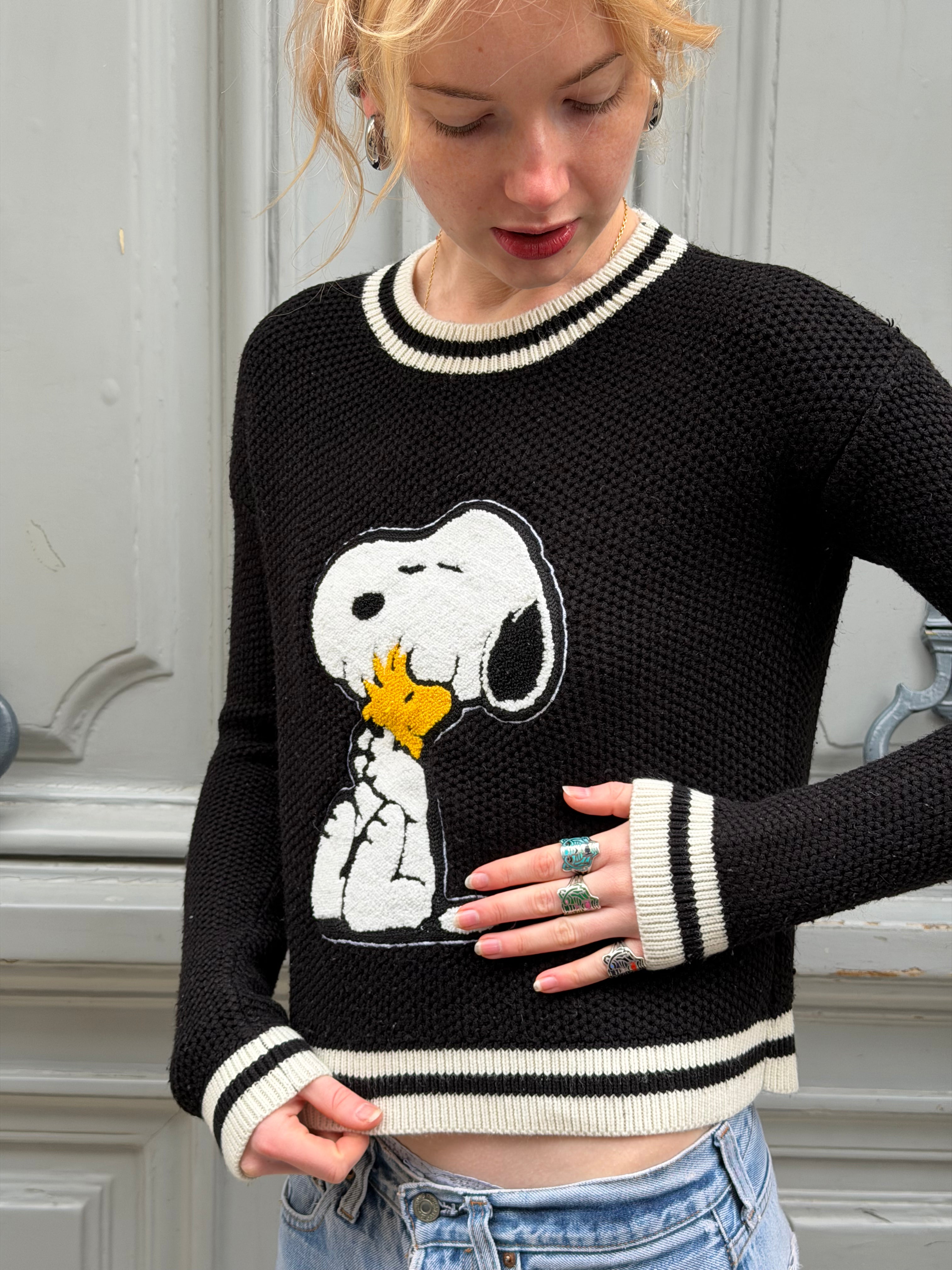 Pull Snoopy noir et blanc