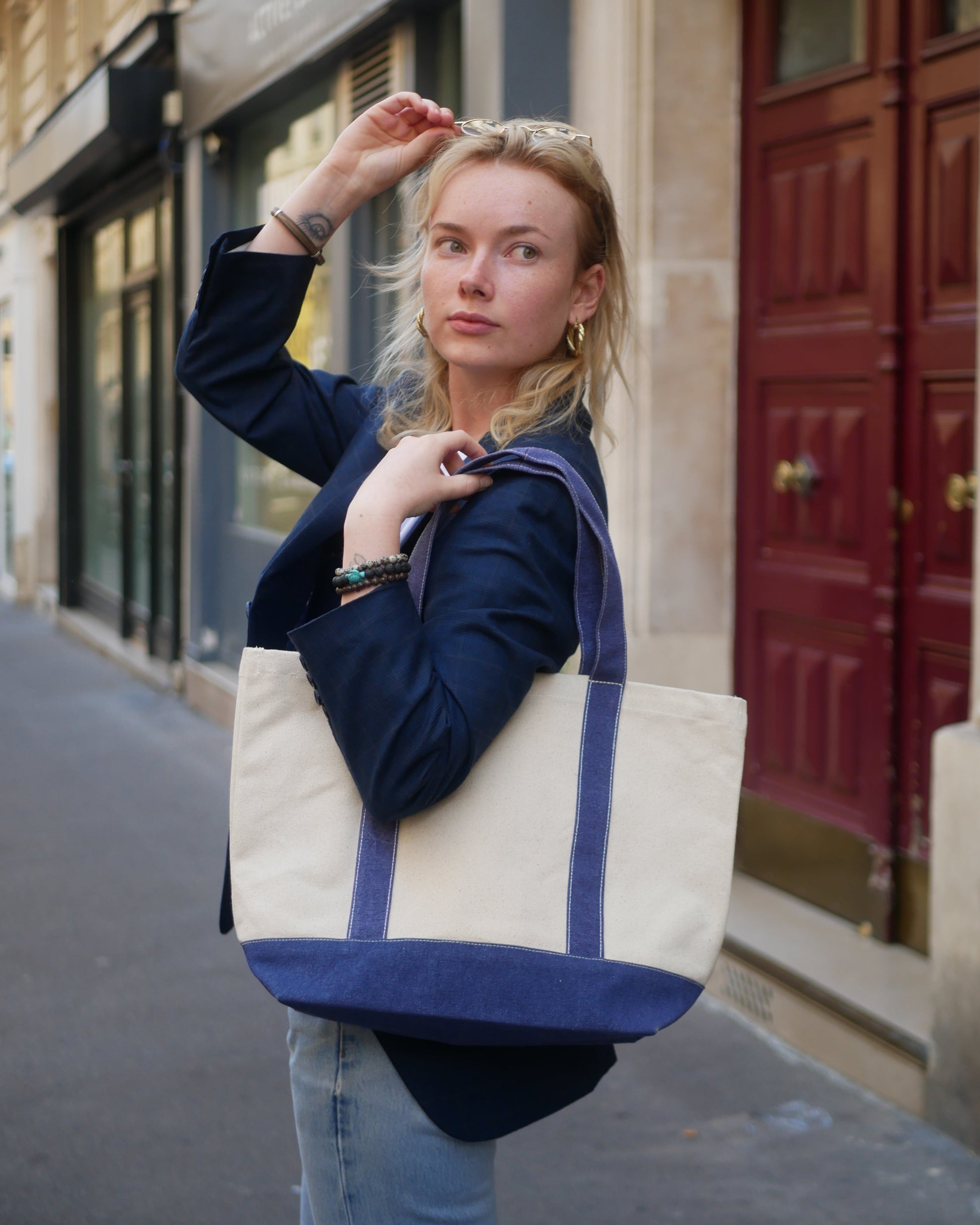 Sac en toile bicolore bleu