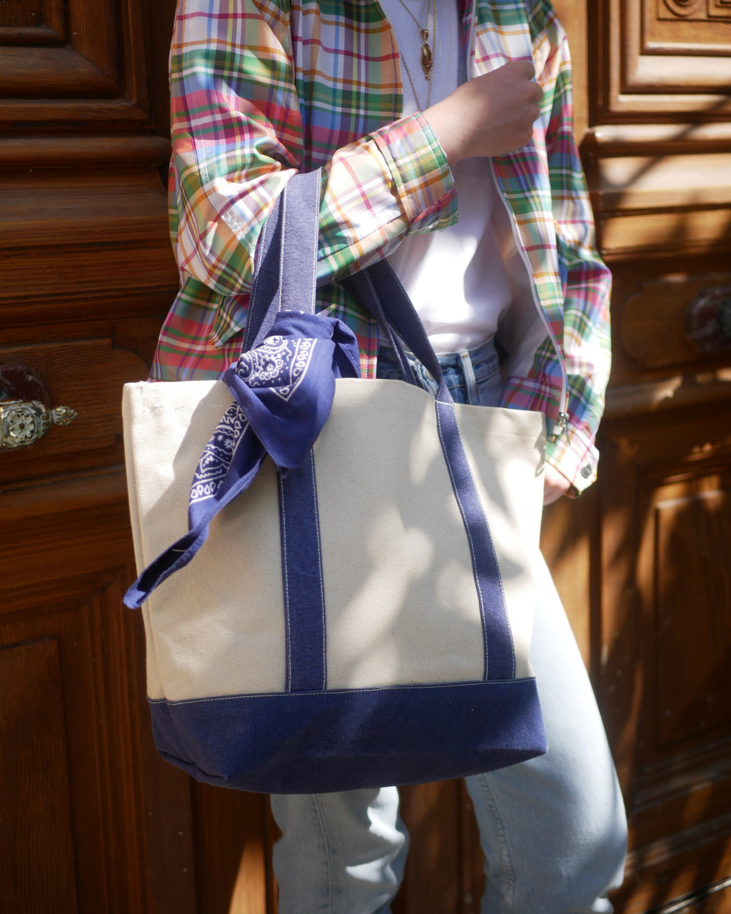 Sac en toile bicolore bleu