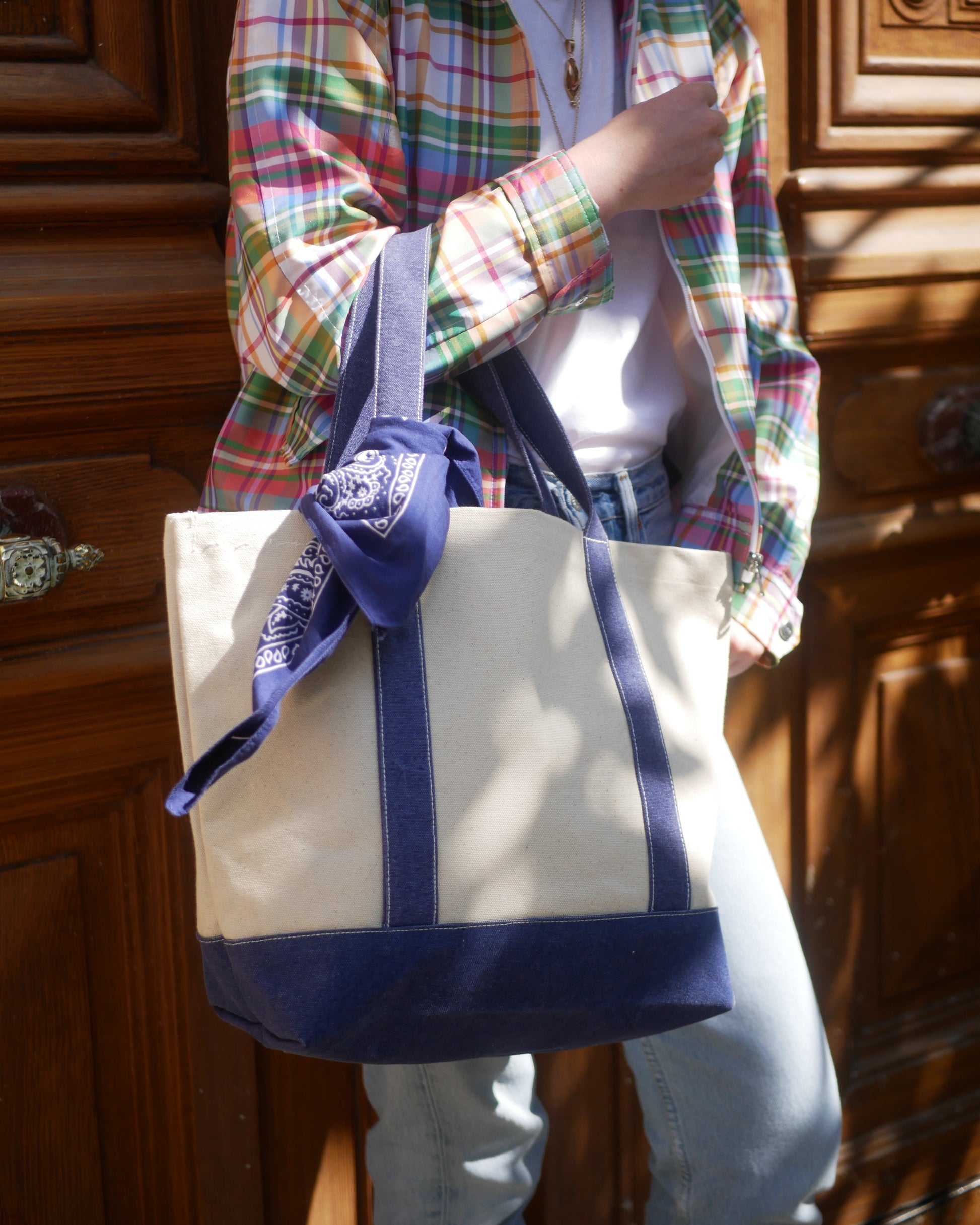 Sac en toile bicolore bleu