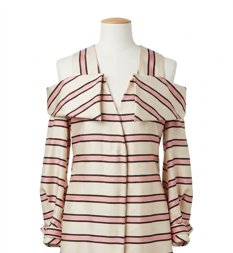 Robe Fendi rayée blanc et rose